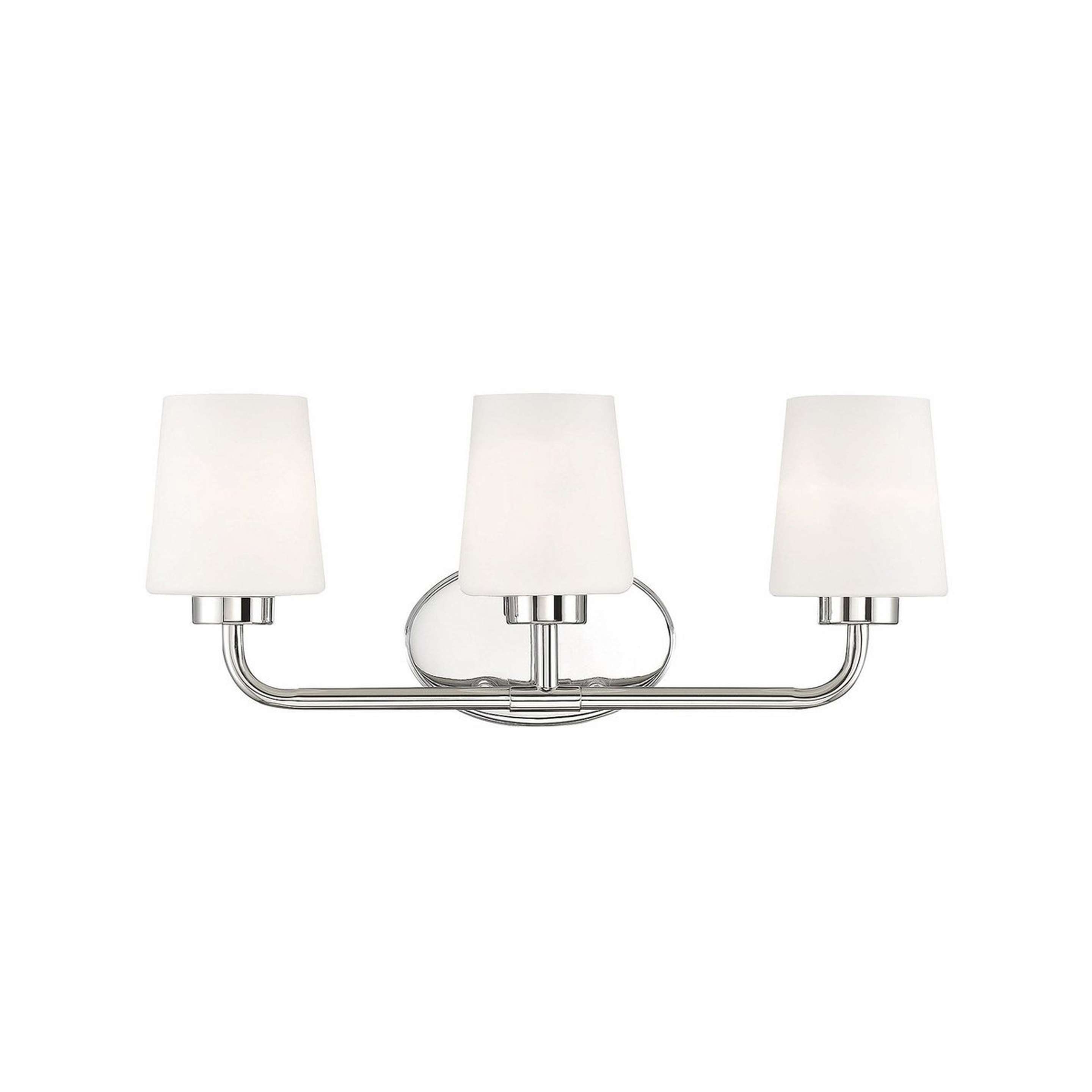 A Minimalist Molly Vanity Light - 3 Light with Polished Nickel / White Opal Glass color