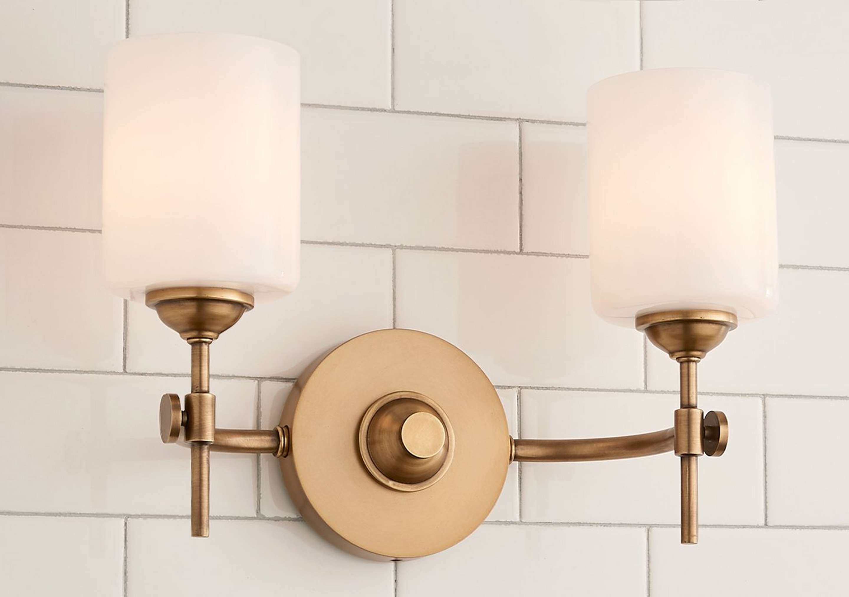 Aged Brass Jerdora Opal Glass Vanity Light