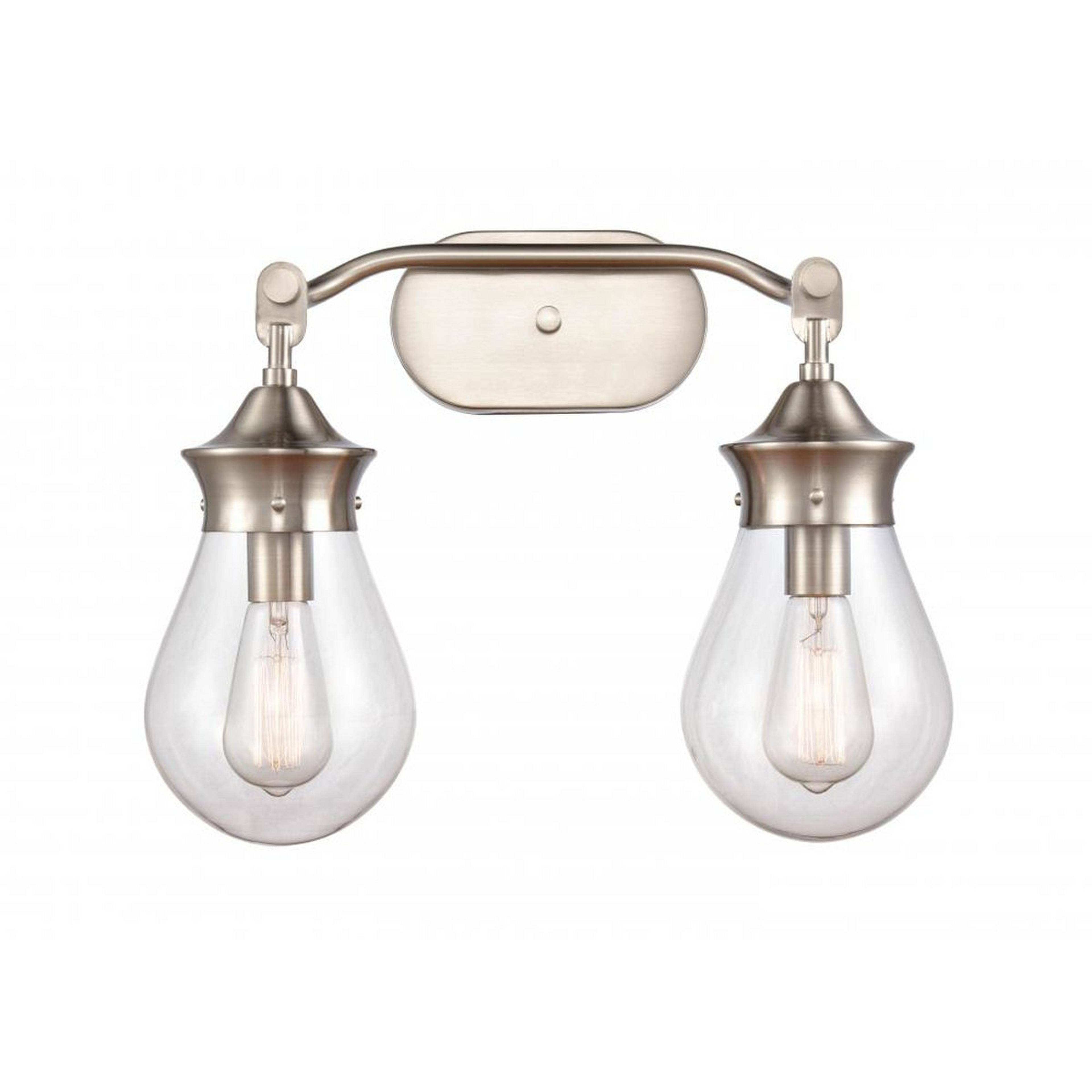 A Bryant Drop Vanity Light - 2 Light with Satin Nickel color
