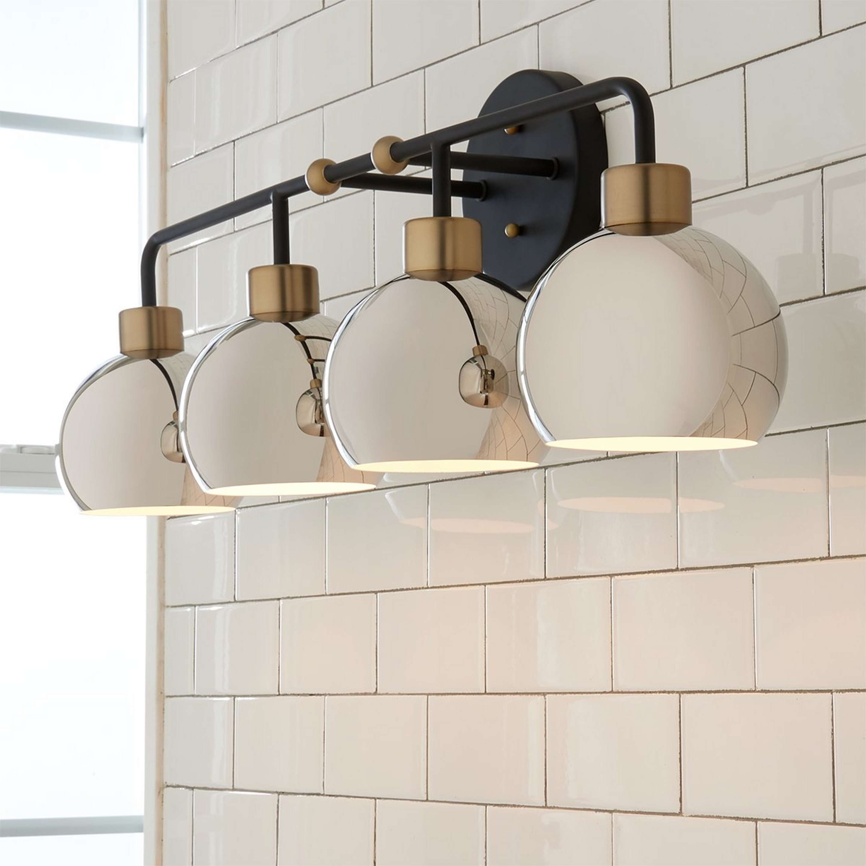 A Young House Love Bubble Vanity Light - 4 Light with Bronze / Polished Nickel / Brass color