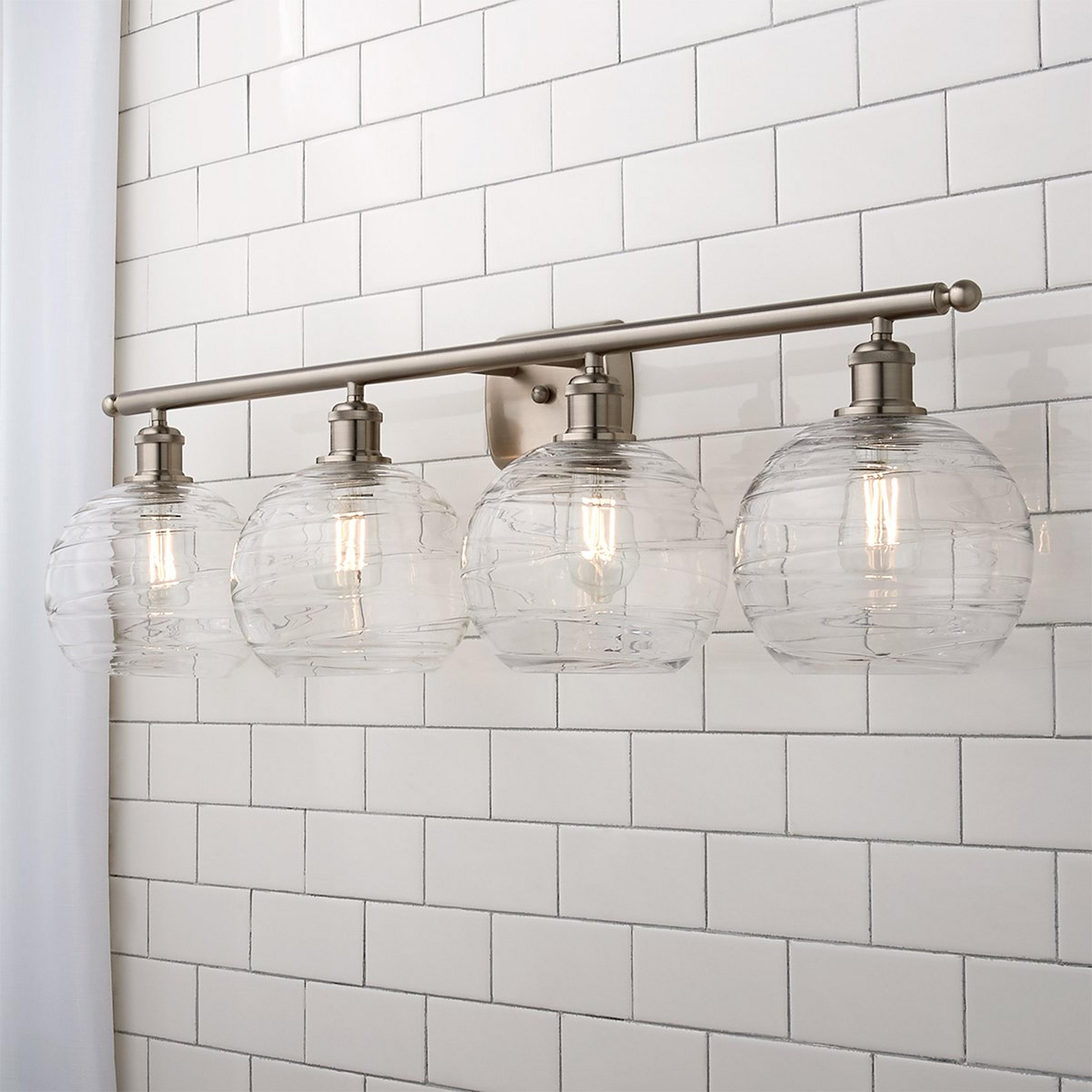 A Sea Swell Vanity Light - 4 Light with Brushed Nickel / Clear color