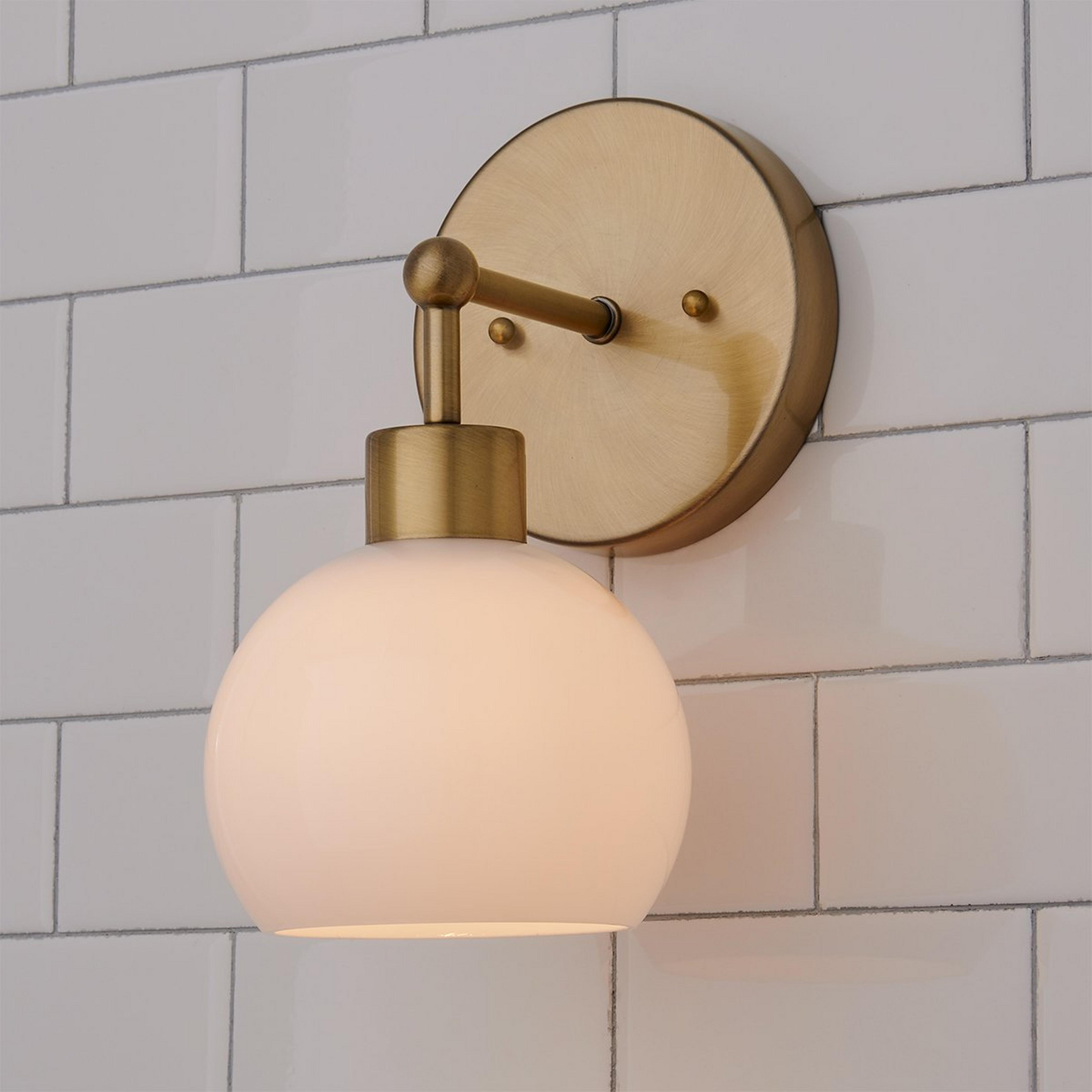 A Young House Love Opal Glass Bubble Sconce with Brass / Opal Glass color