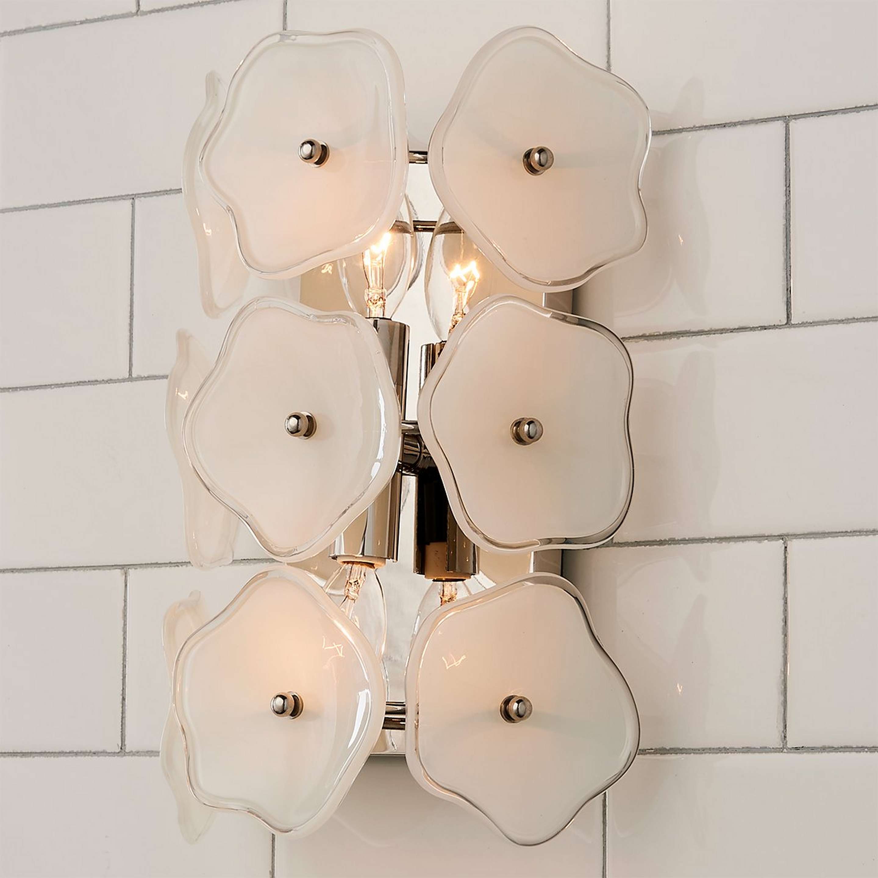 A Sakura Bath Sconce with Polished Nickel / Cream Glass color