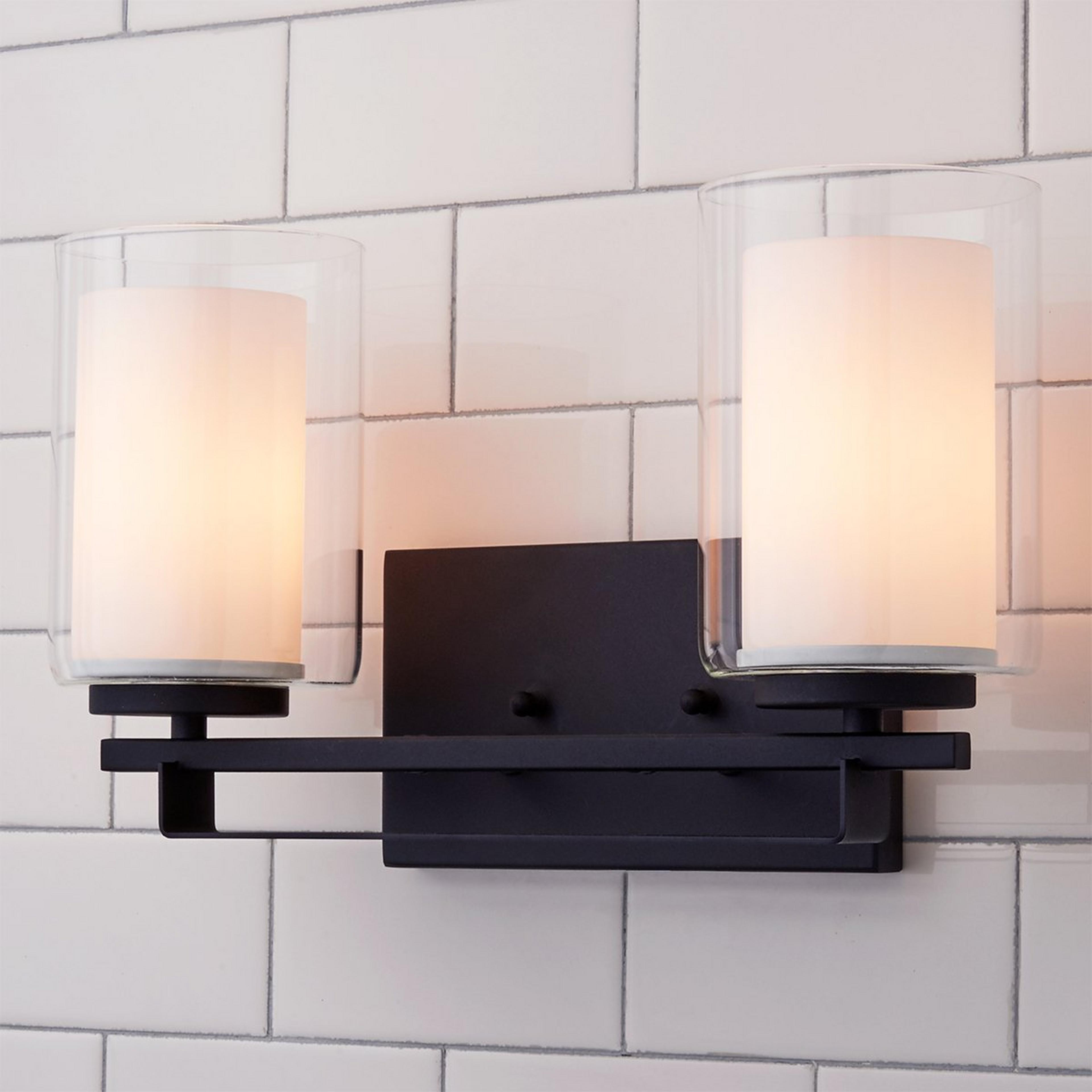 A Lydia Vanity Light - 2 Light with Coal / White / Clear color