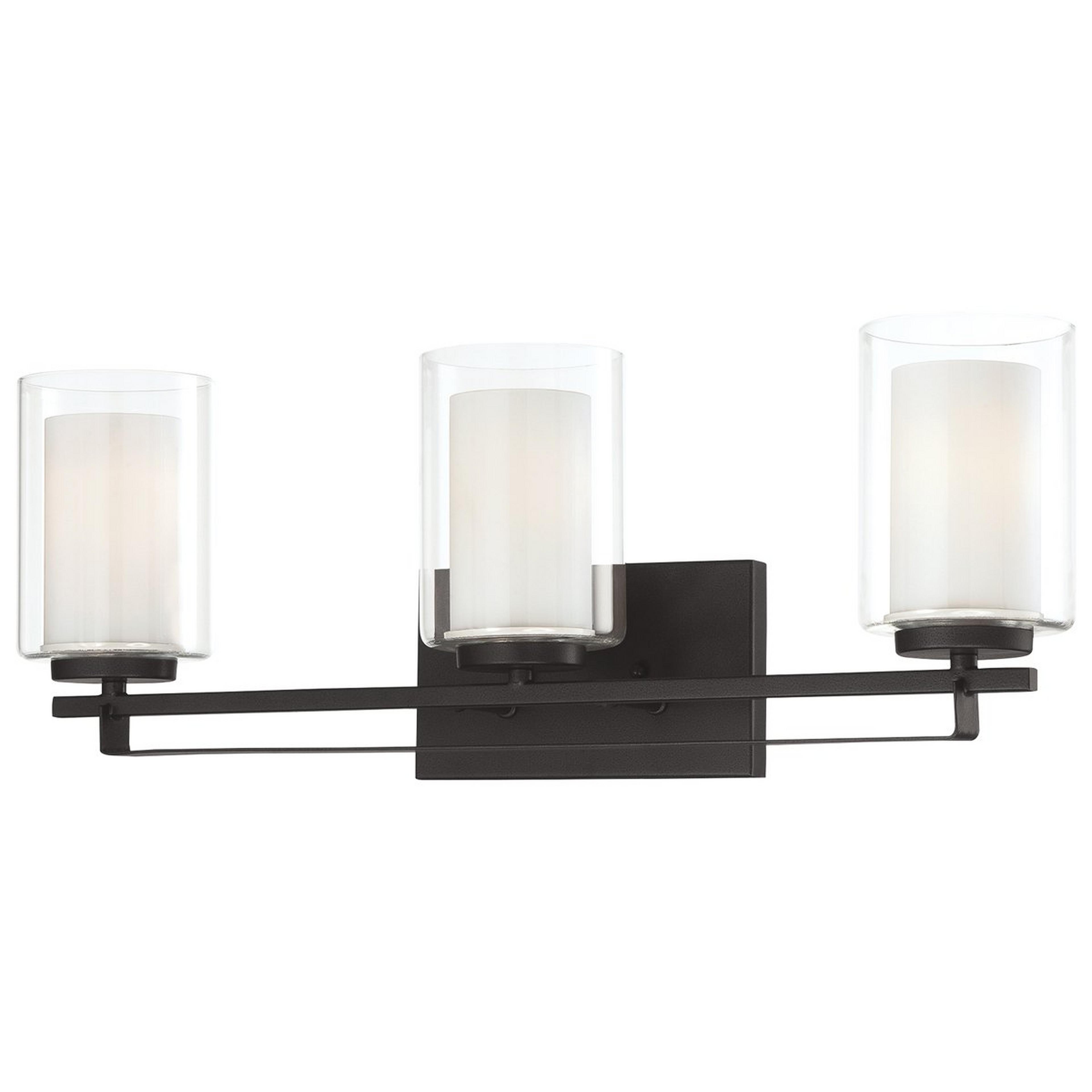 A Lydia Vanity Light - 3 Light with Coal / White / Clear color