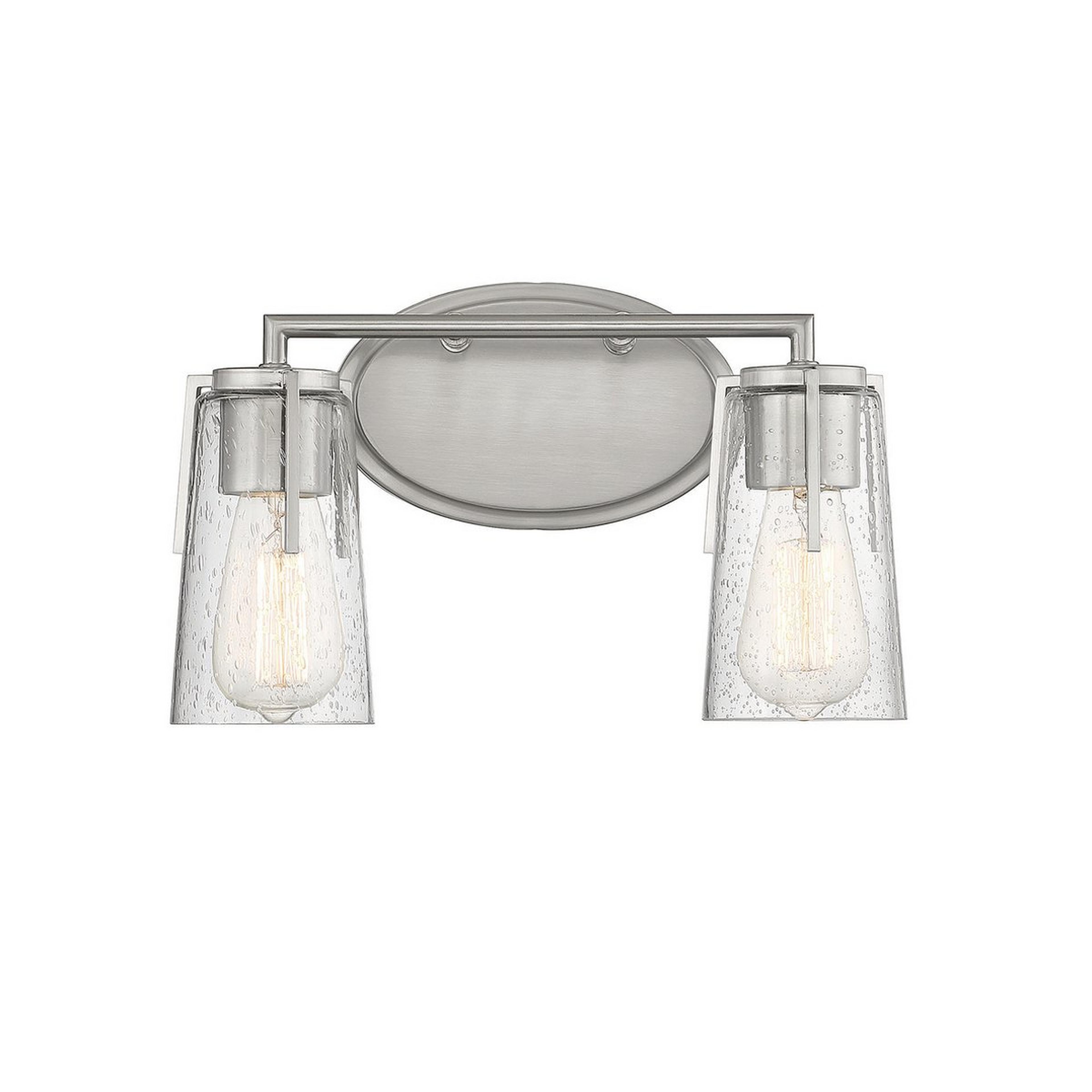 A Nova Vanity Light - 2 Light with Satin Nickel / Seeded Glass color