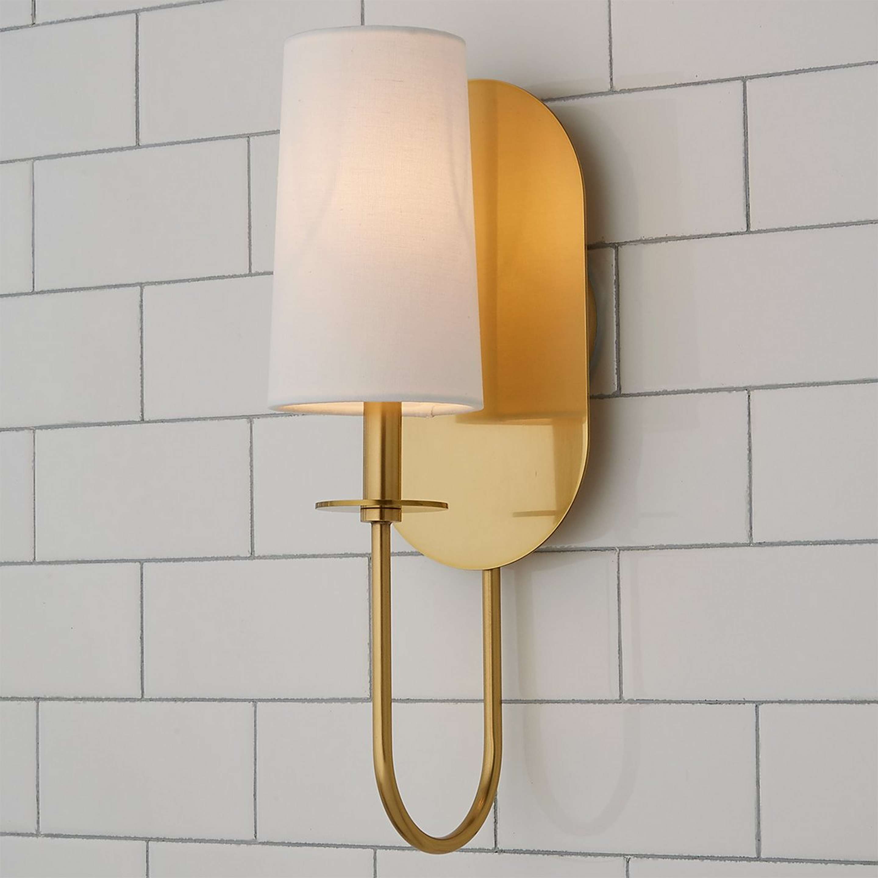 A Mayberry Sconce with Antique Brass / White color