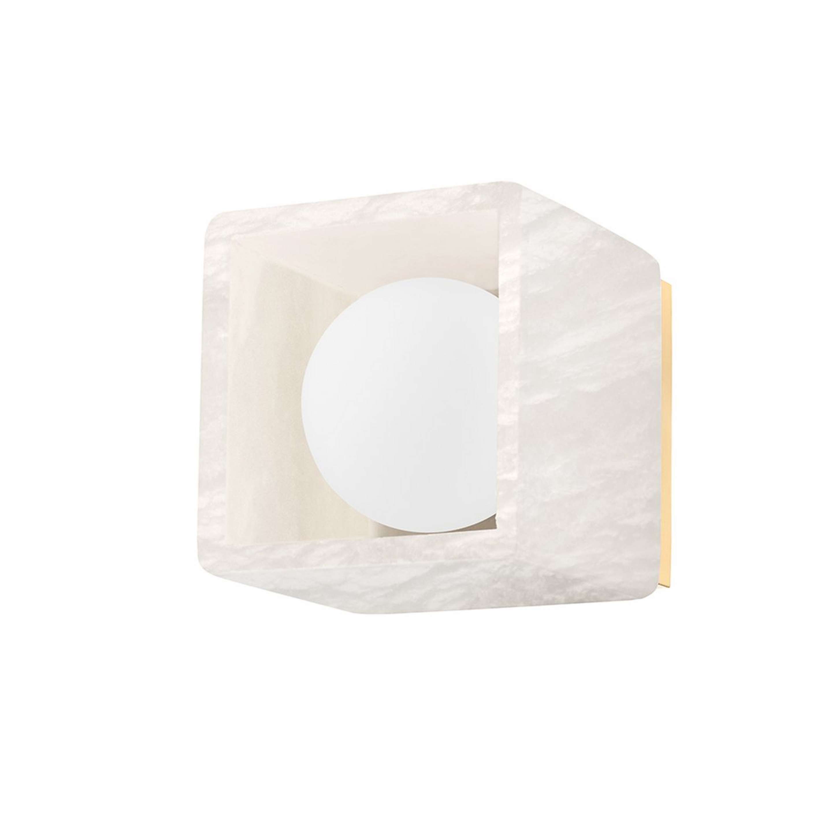 A Jerel Bath Sconce with Aged Brass / Alabaster / Matte Opal Glass color