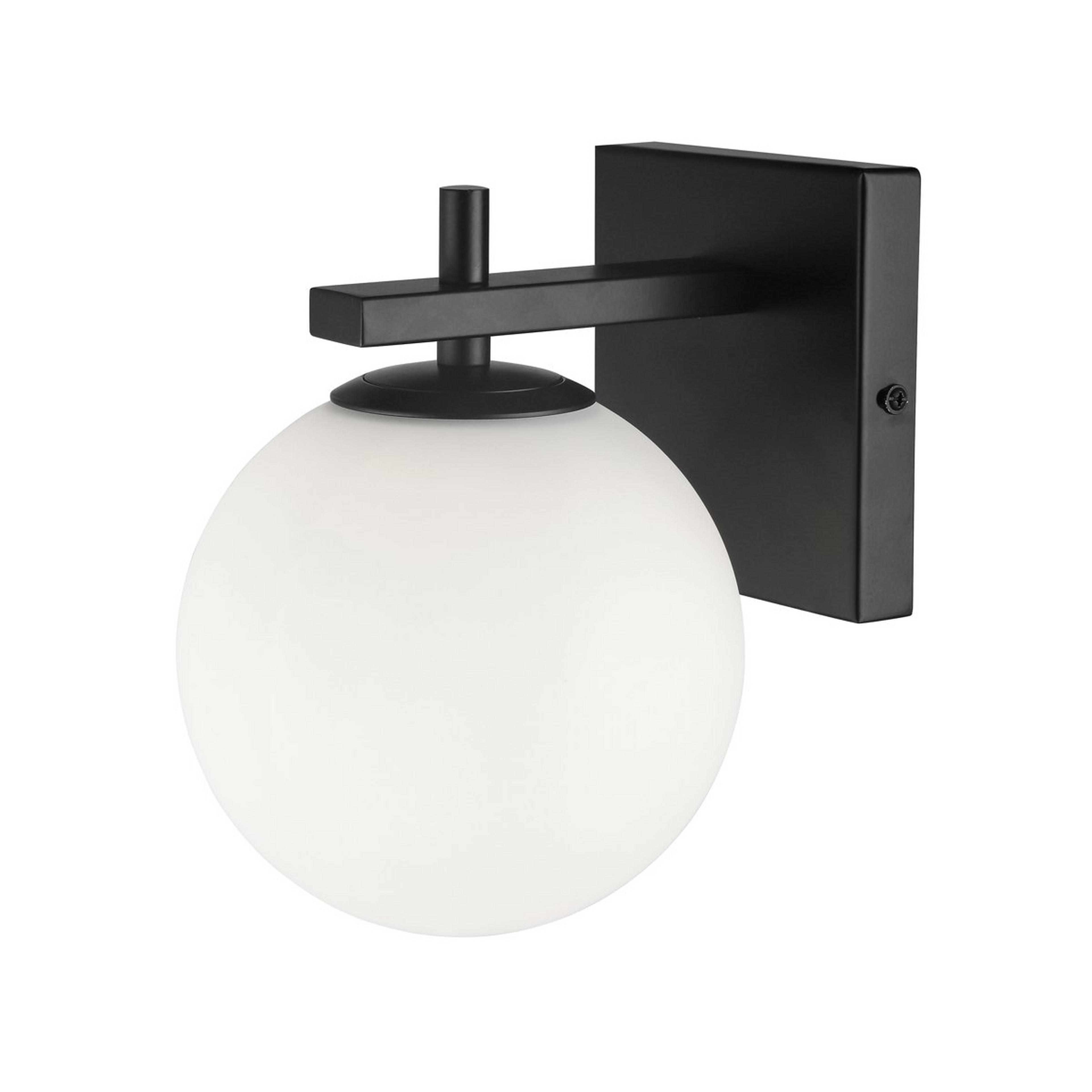 A Graceful Opal Bath Sconce with Matte Black / Opal Glass  color