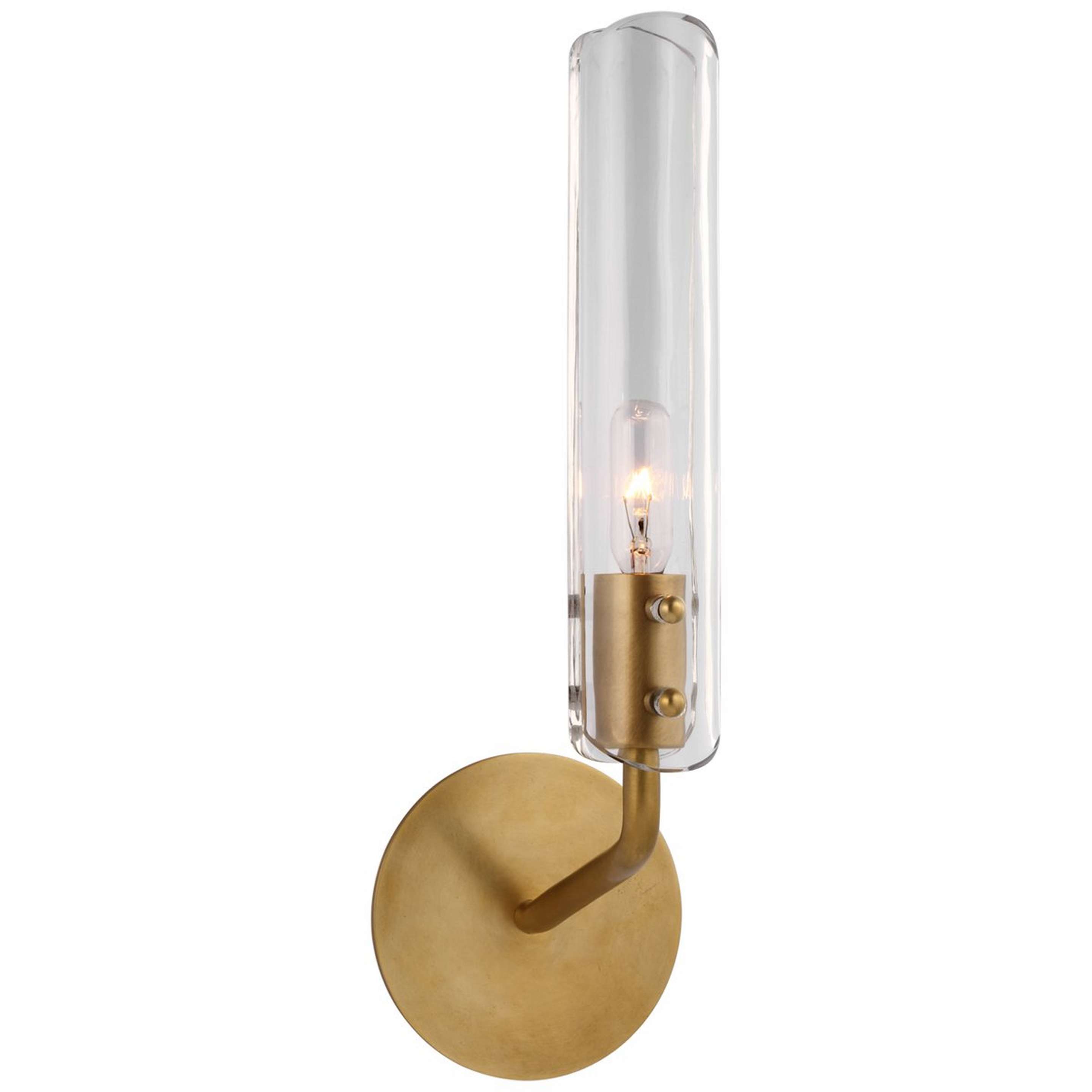 A Solidago Bath Sconce with Hand Rubbed Antique Brass / Clear Glass color