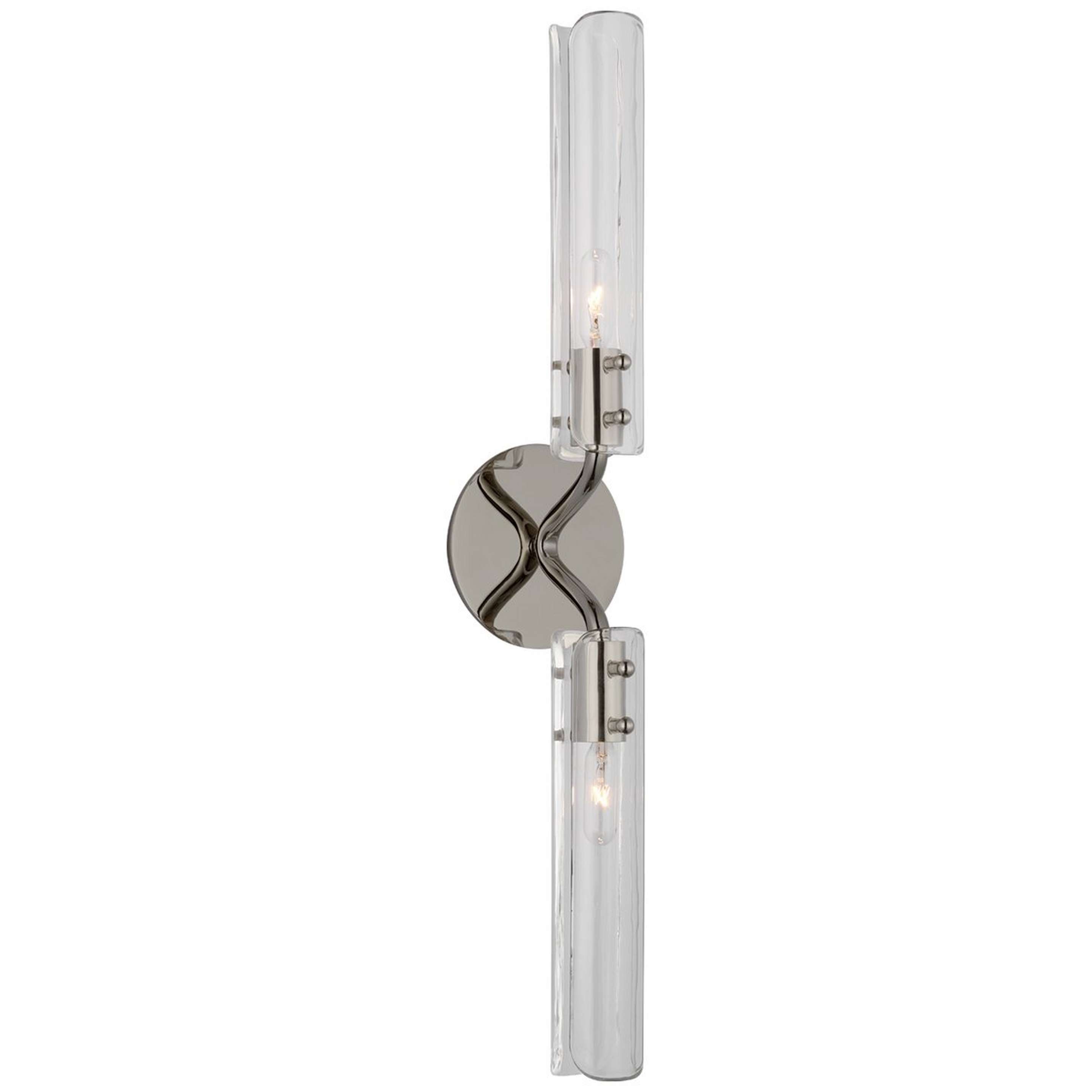 A Solidago Double Bath Sconce with Polished Nickel / Clear Glass color
