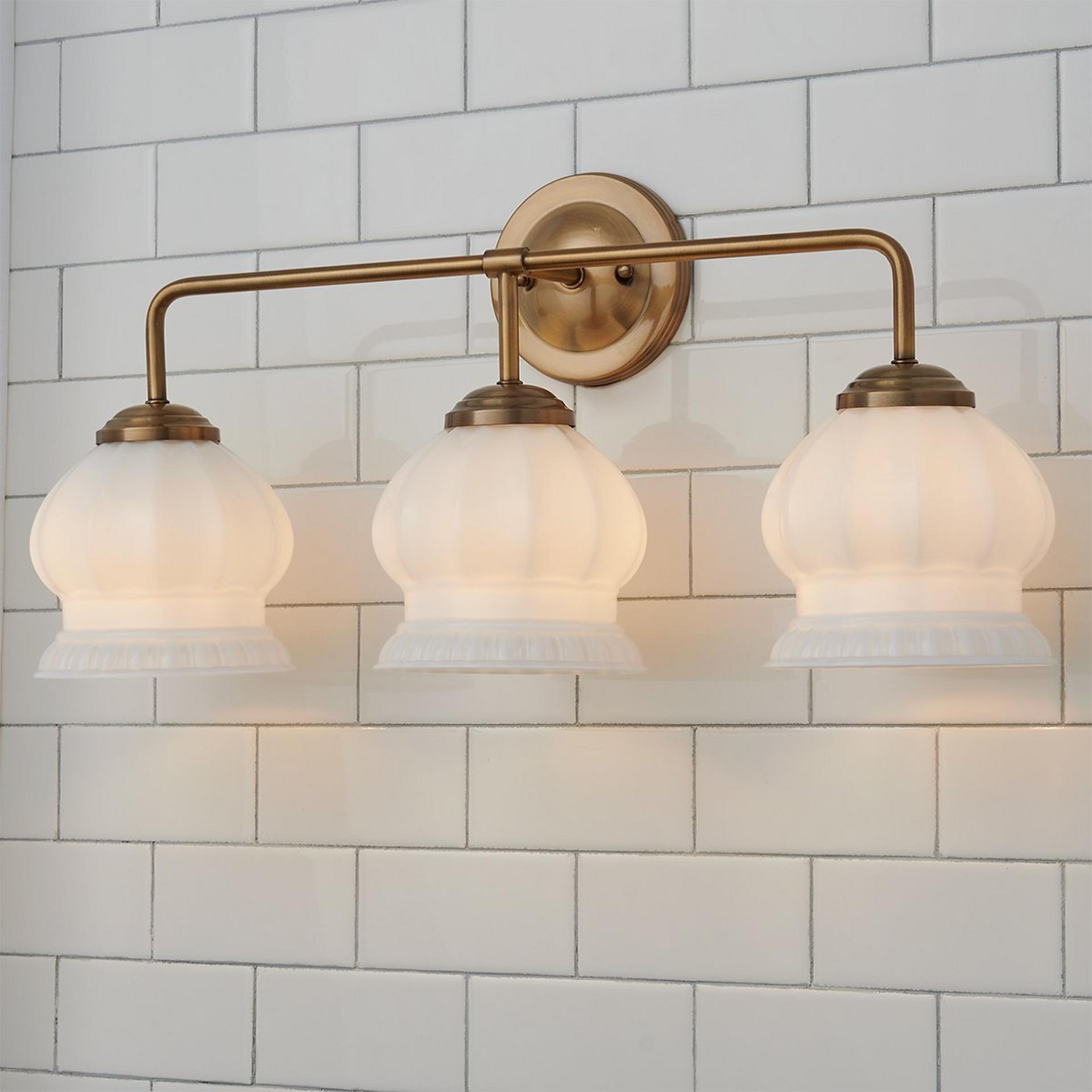 Chris Loves Julia Marlo Vanity Light 3 Light Milk Glass