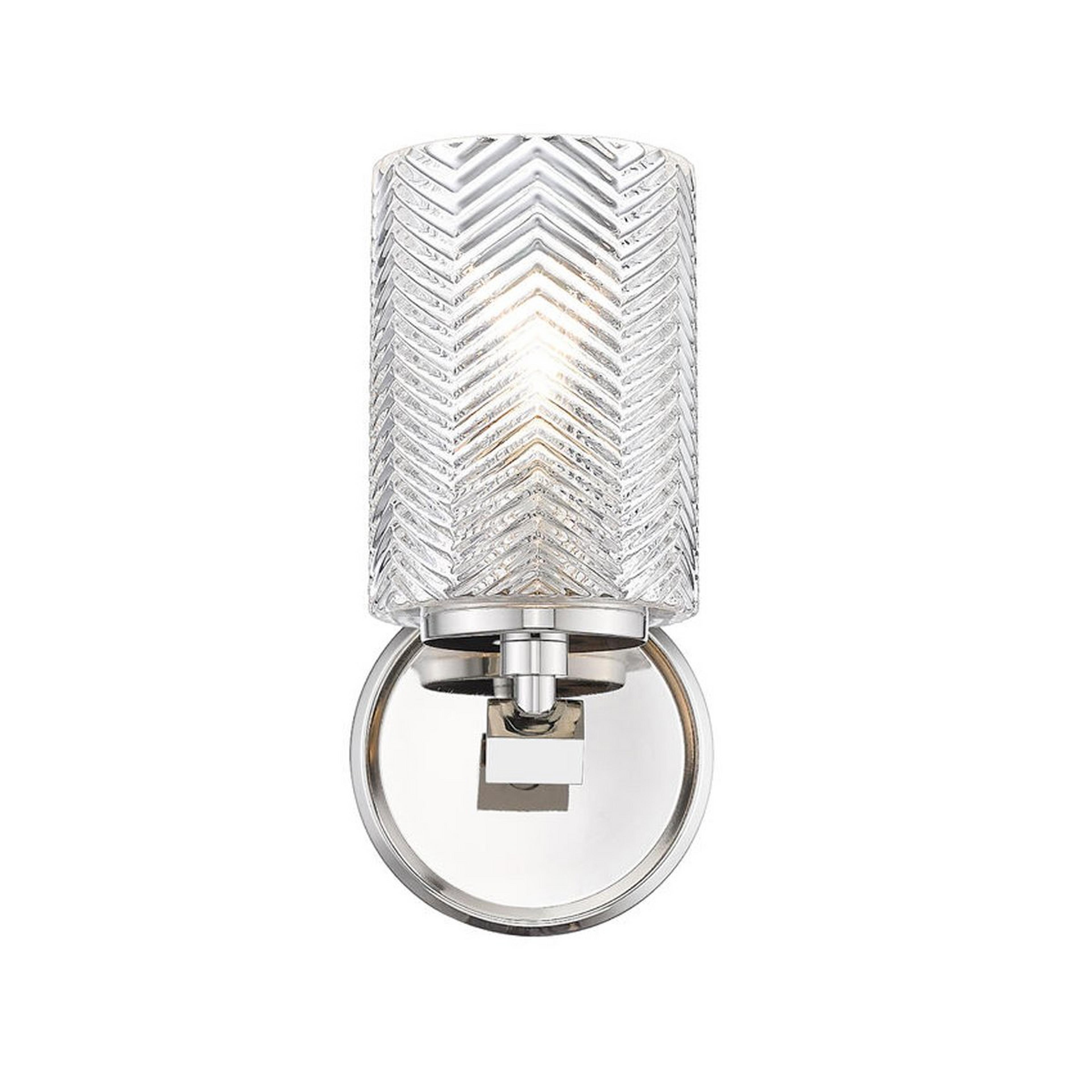 A Etched Elrod Bath Sconce with Polished Nickel / Etched Glass color
