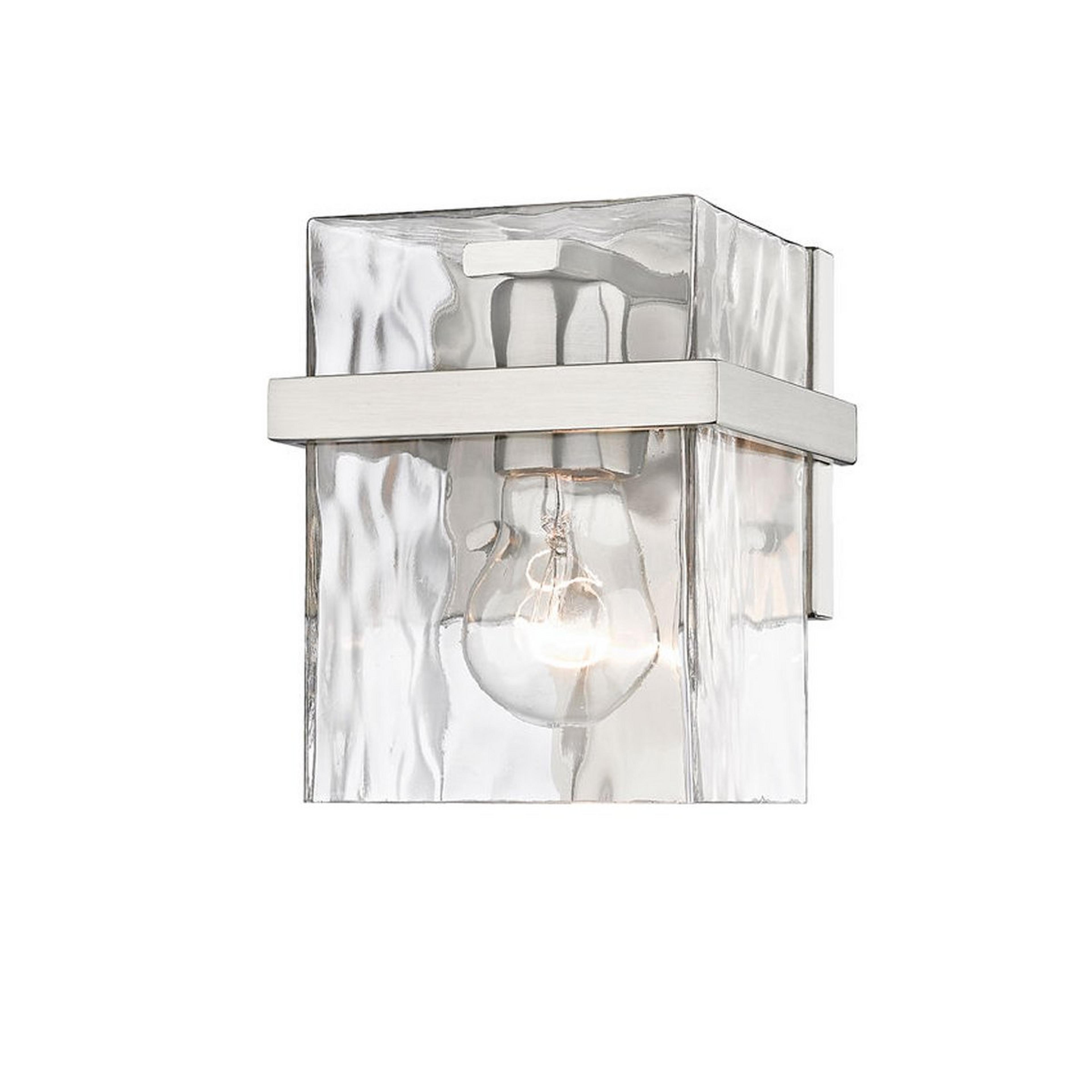 A Cinerea Bath Sconce with Brushed Nickel / Clear Wavy Glass color