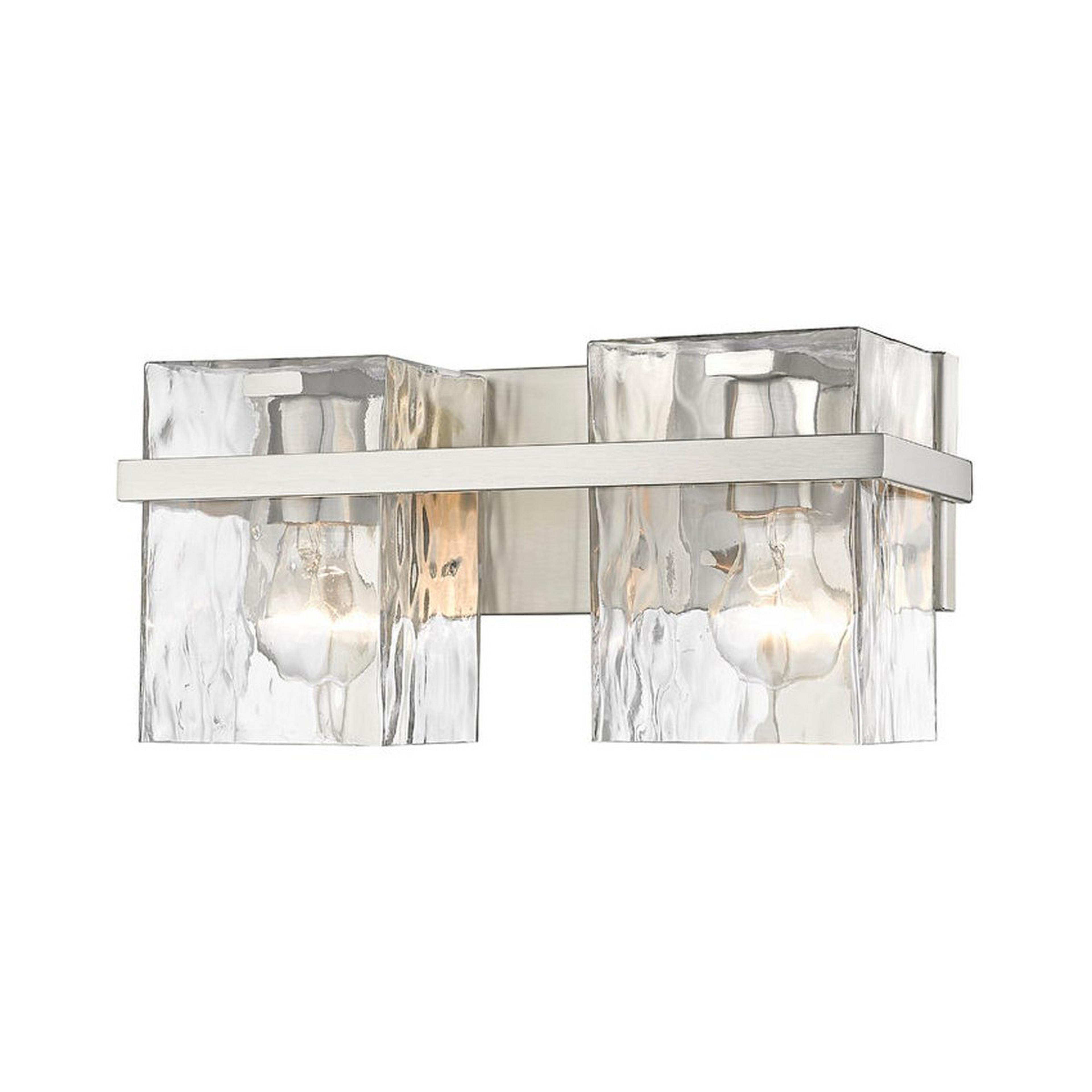 A Cinerea Vanity Light - 2 Light with Brushed Nickel / Clear Wavy Glass color