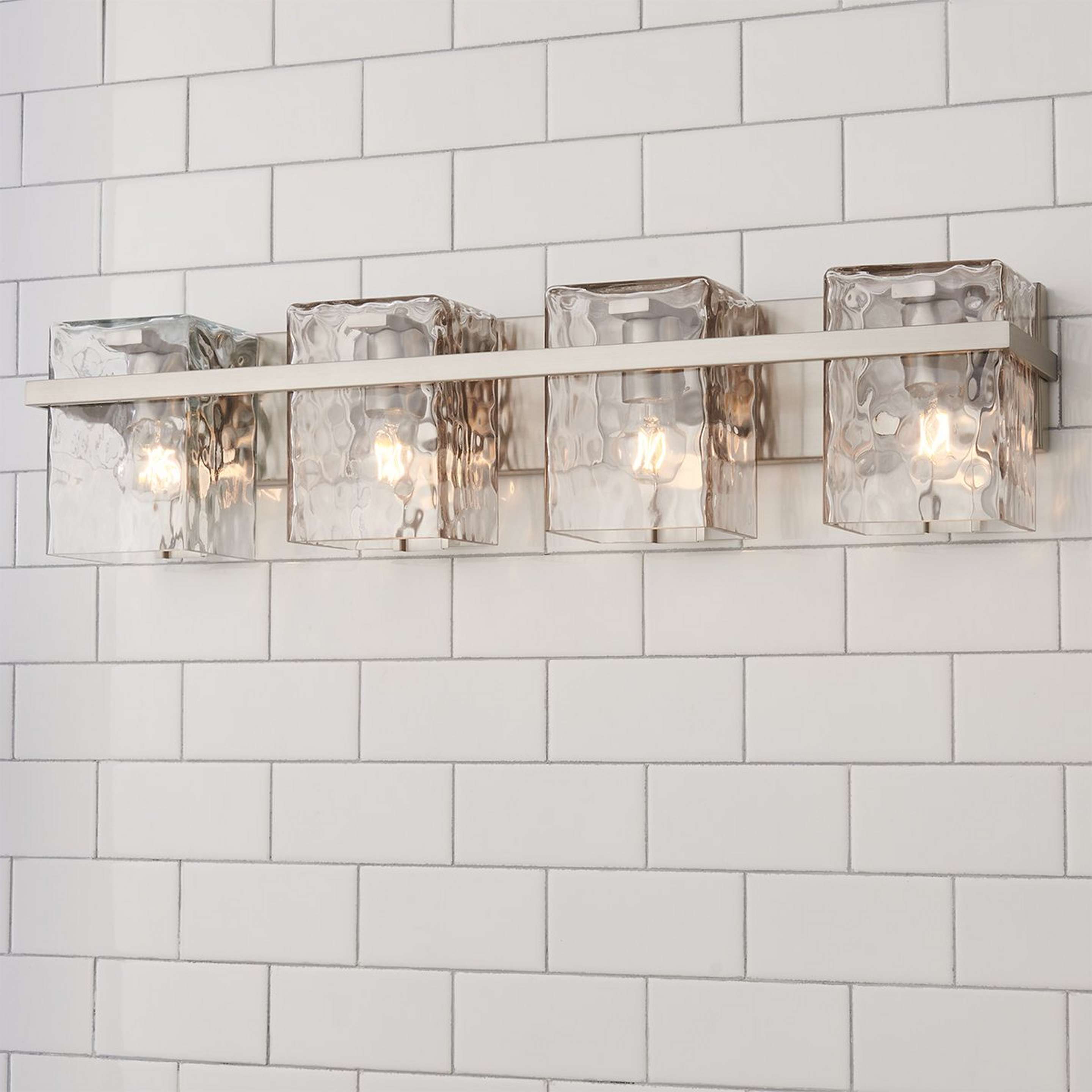 A Cinerea Vanity Light - 4 Light with Brushed Nickel / Clear Wavy Glass color
