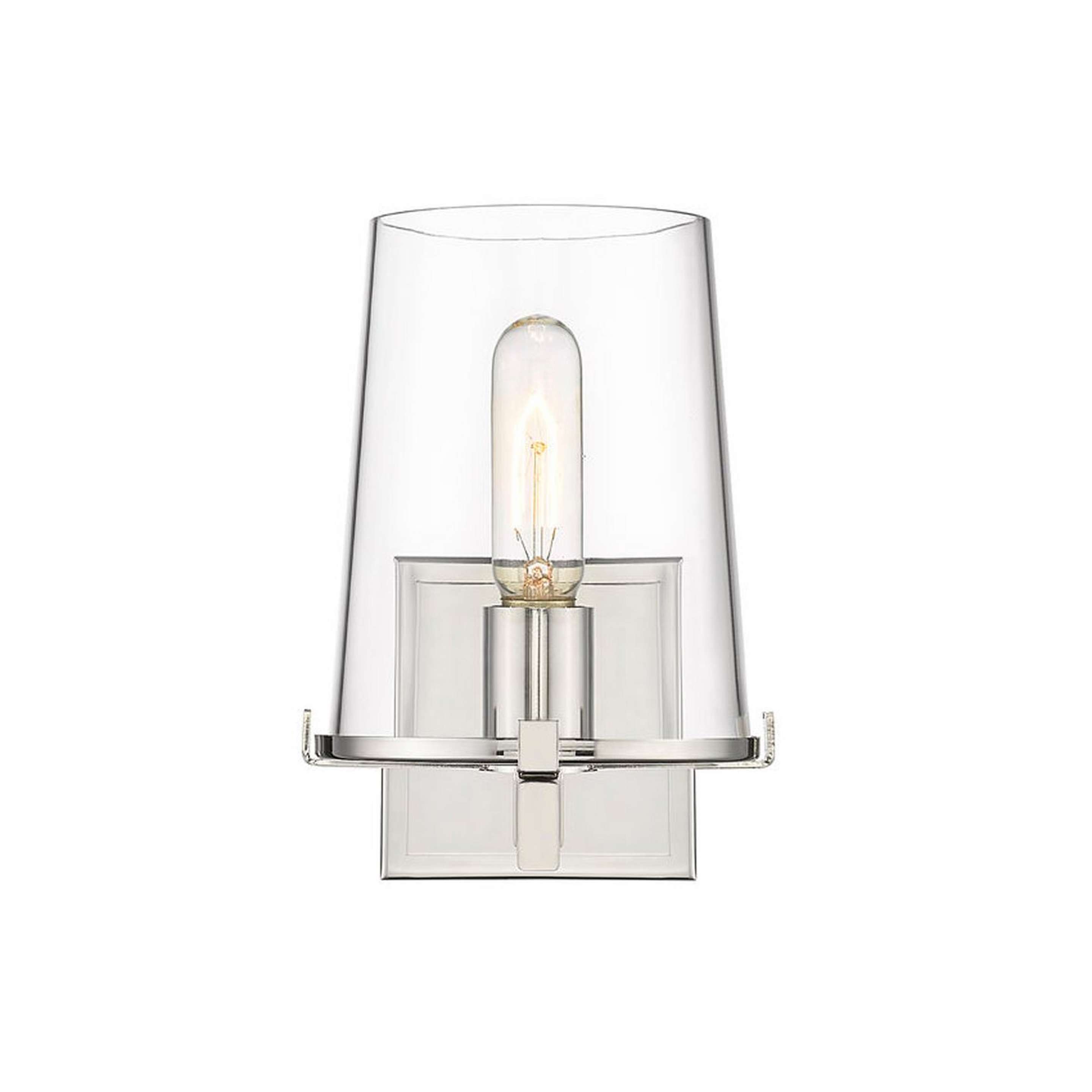 A Santhos Bath Sconce with Polished Nickel / Clear Glass color