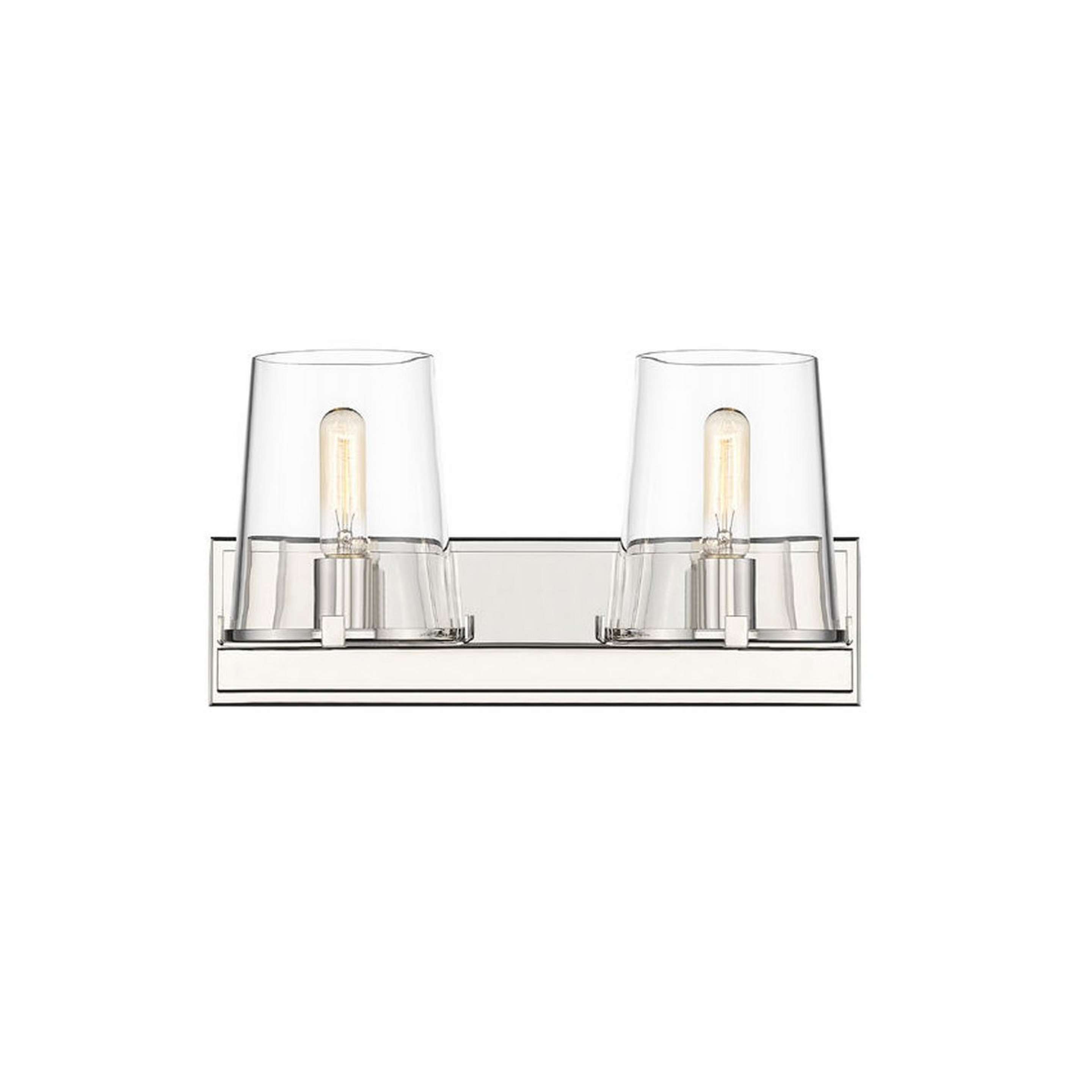 A Santhos Vanity Light -2 Light with Polished Nickel / Clear Glass color