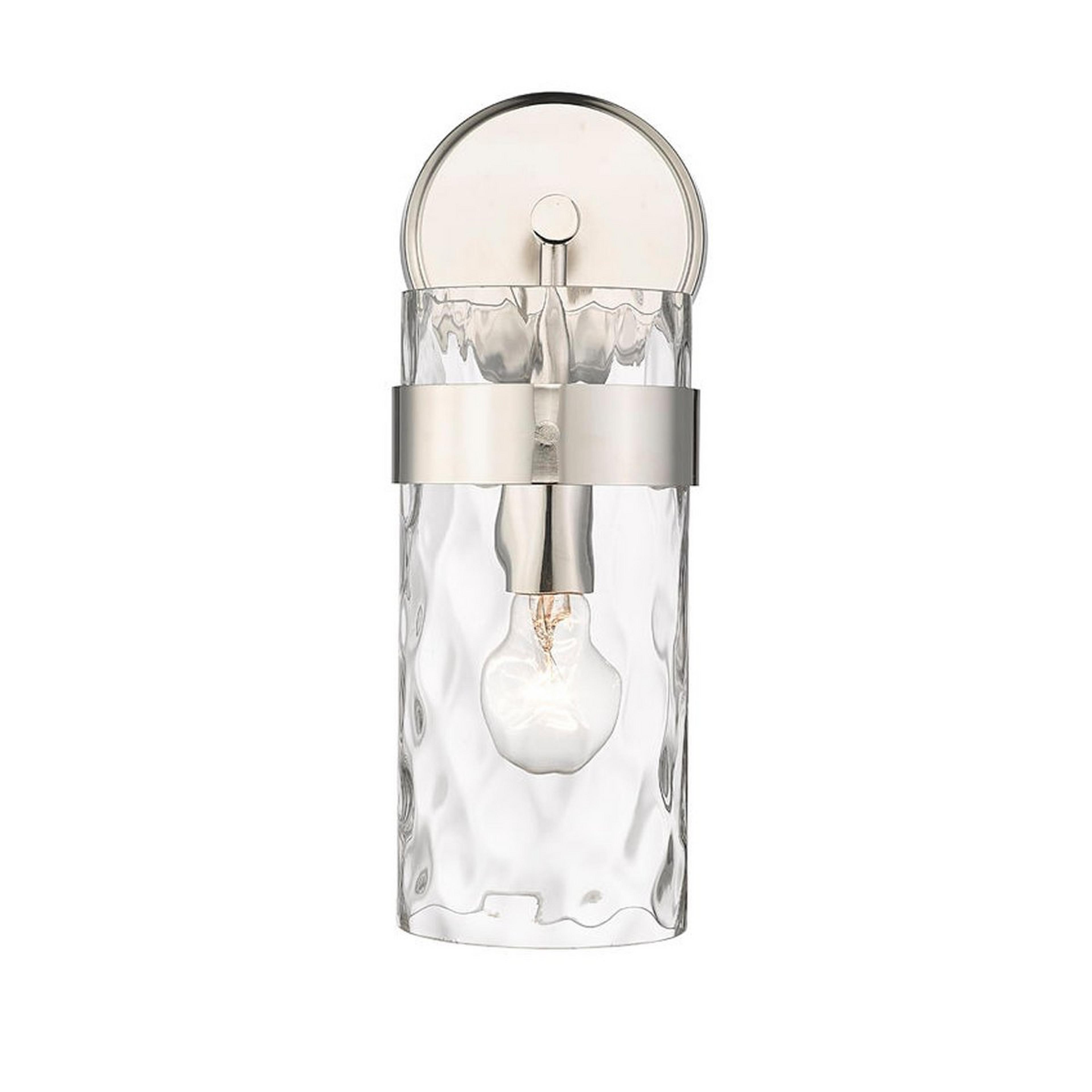 A Cristain Bath Sconce - Medium with Polished Nickel / Clear Wavy Glass color