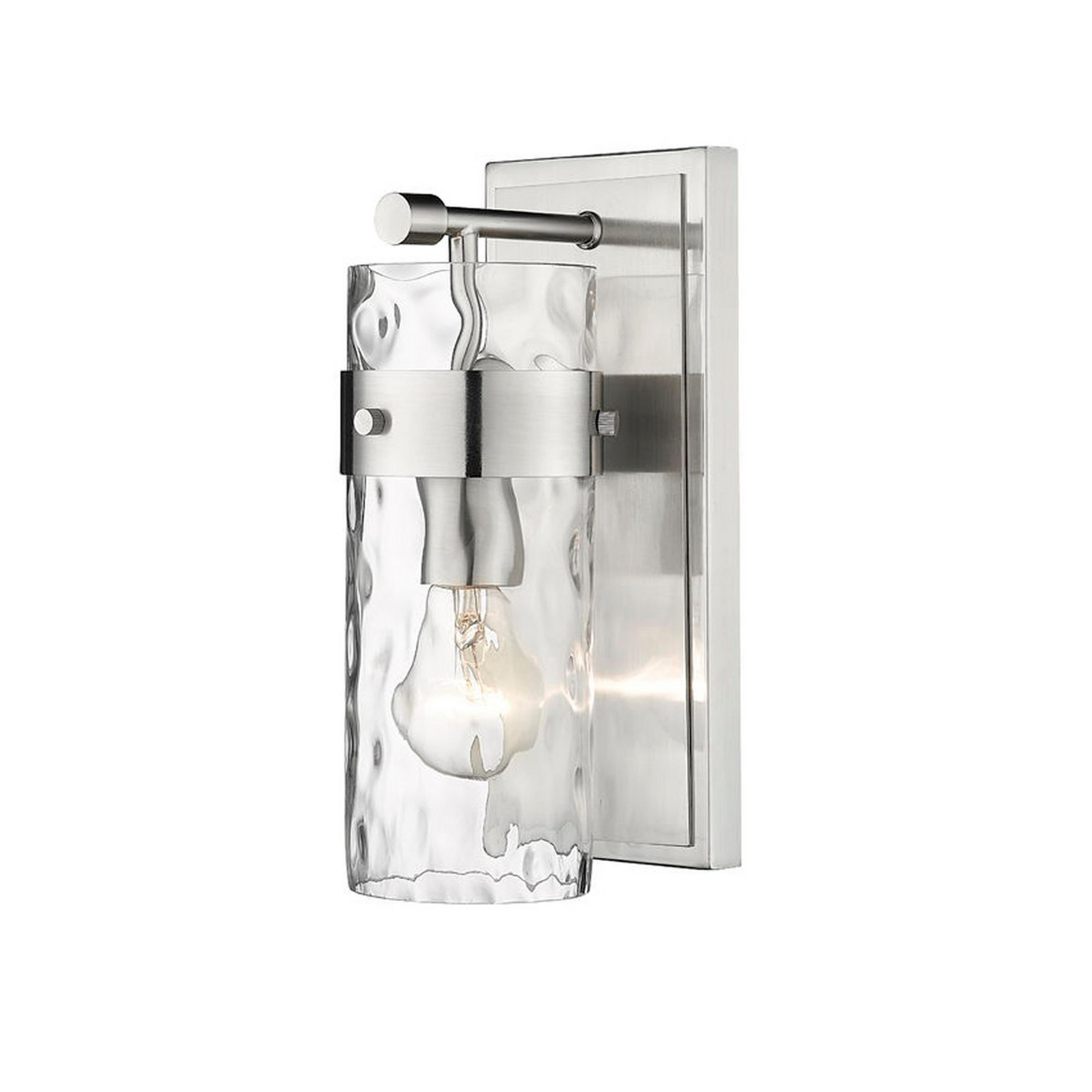 A Cristain Bath Sconce - Small with Brushed Nickel / Clear Wavy Glass color