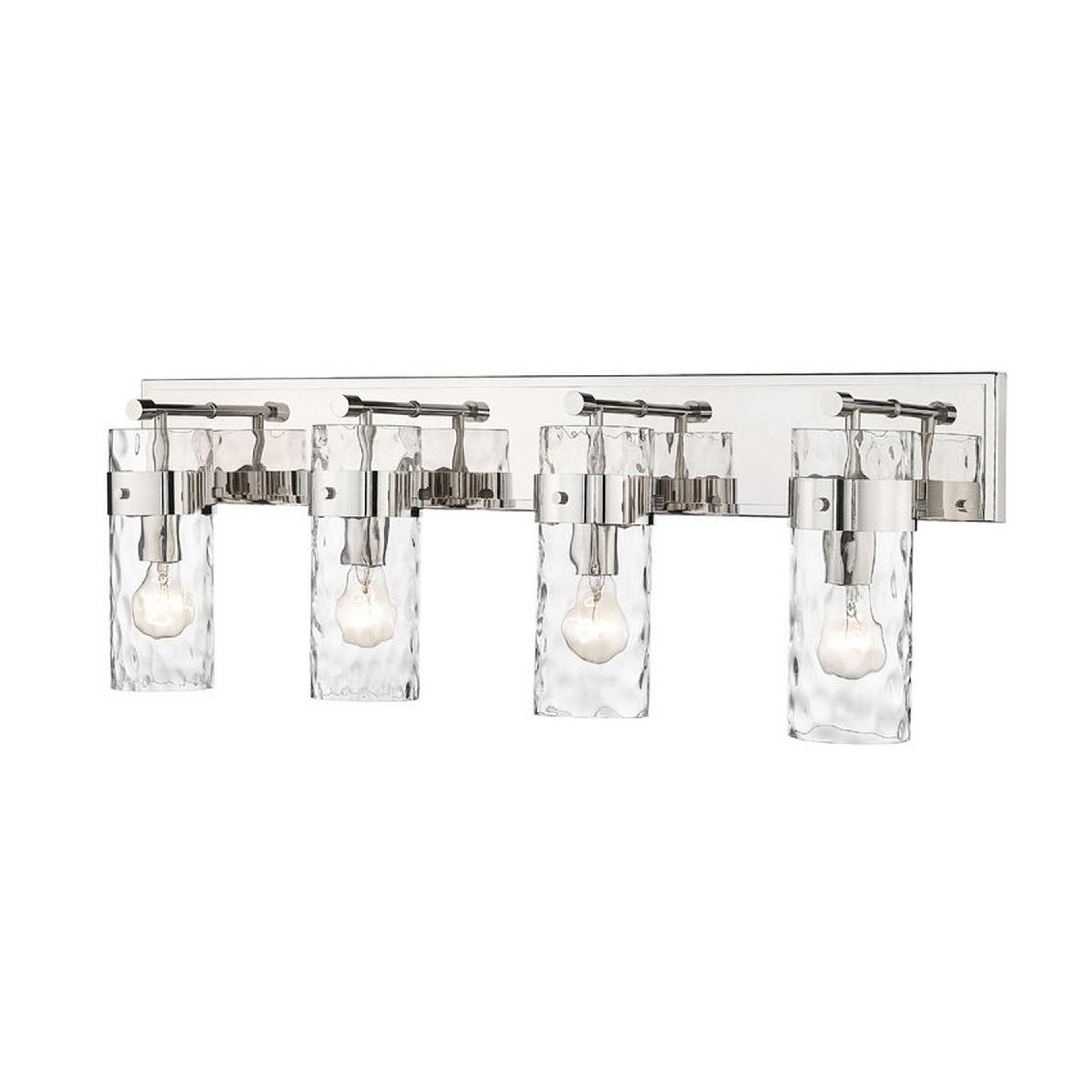 A Cristain Vanity Light - 4 Light with Polished Nickel / Clear Wavy Glass color