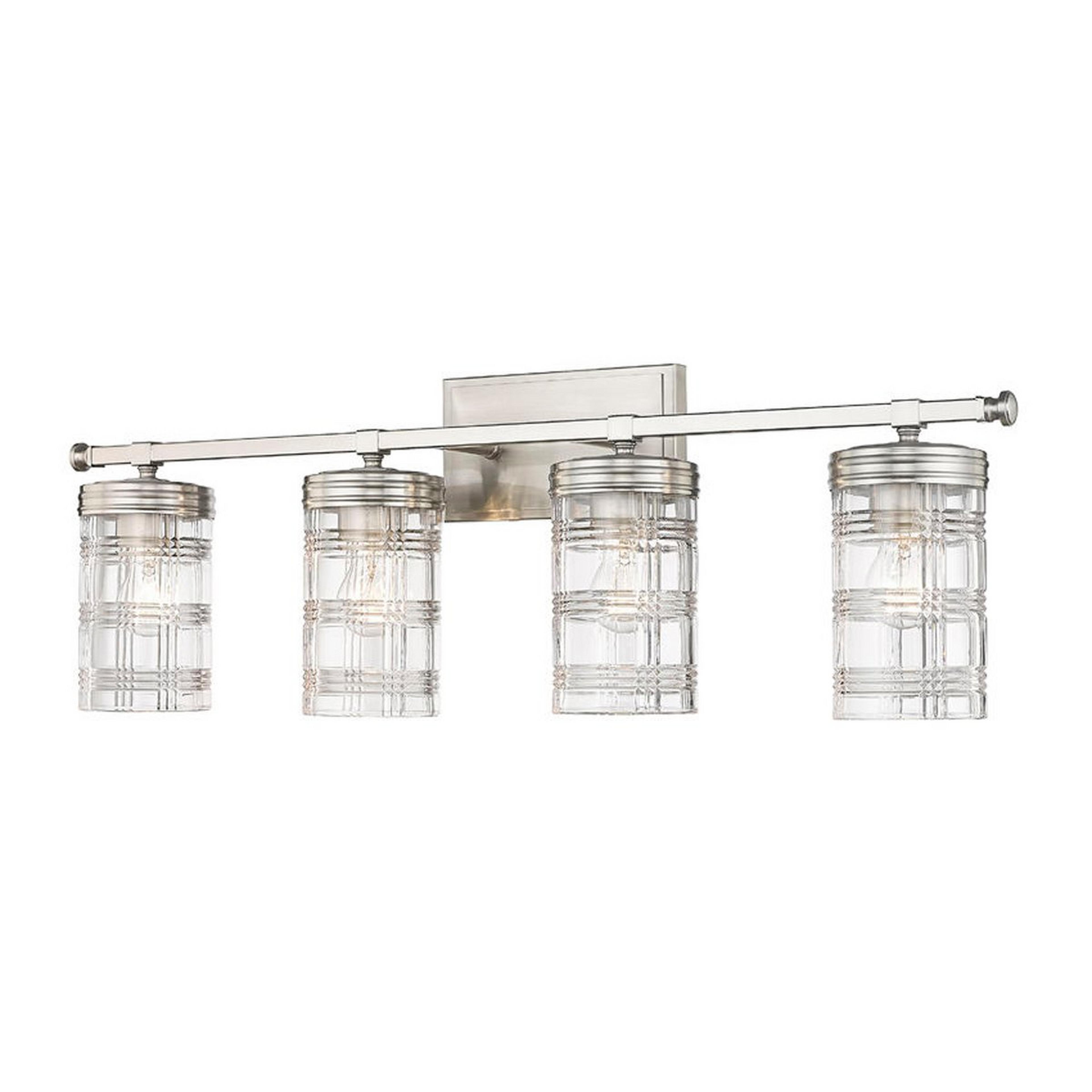 A Plaid Glass Vanity Light - 4 Light with undefined color