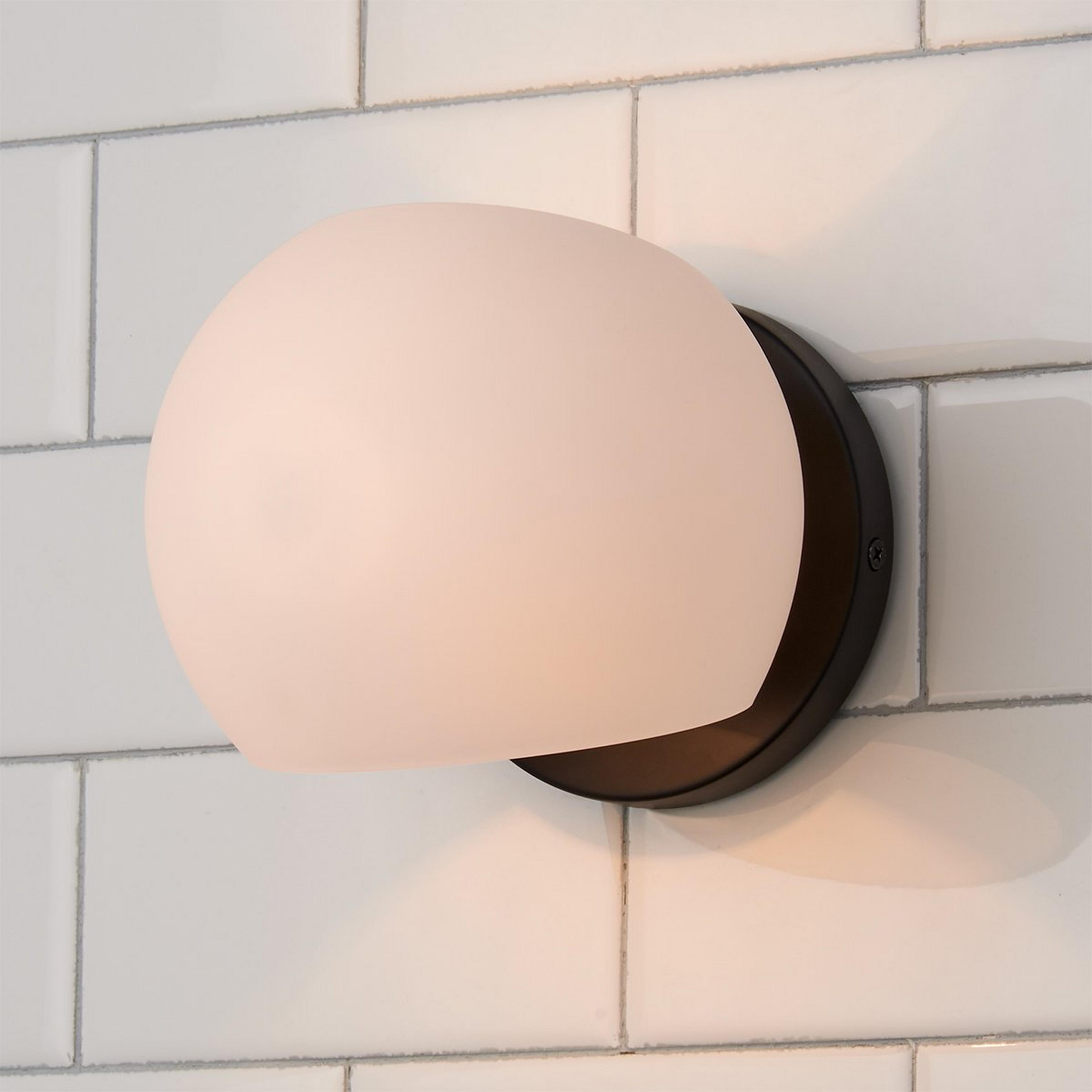 A Xaviero Glass Bath Sconce - Opal with Matte Black / Opal Glass color