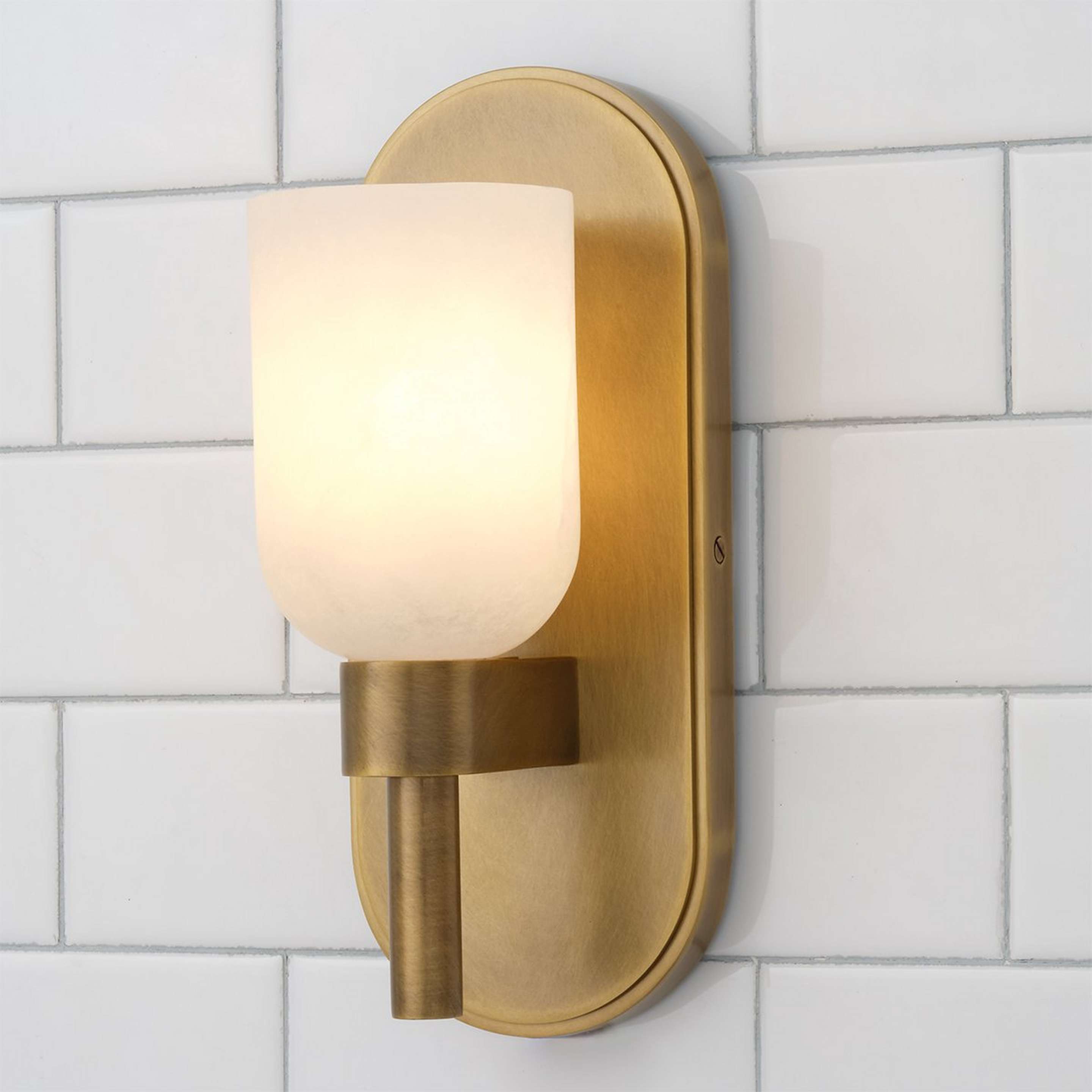 A Aurind Bath Sconce - Alabaster with Aged Brass / Alabaster color