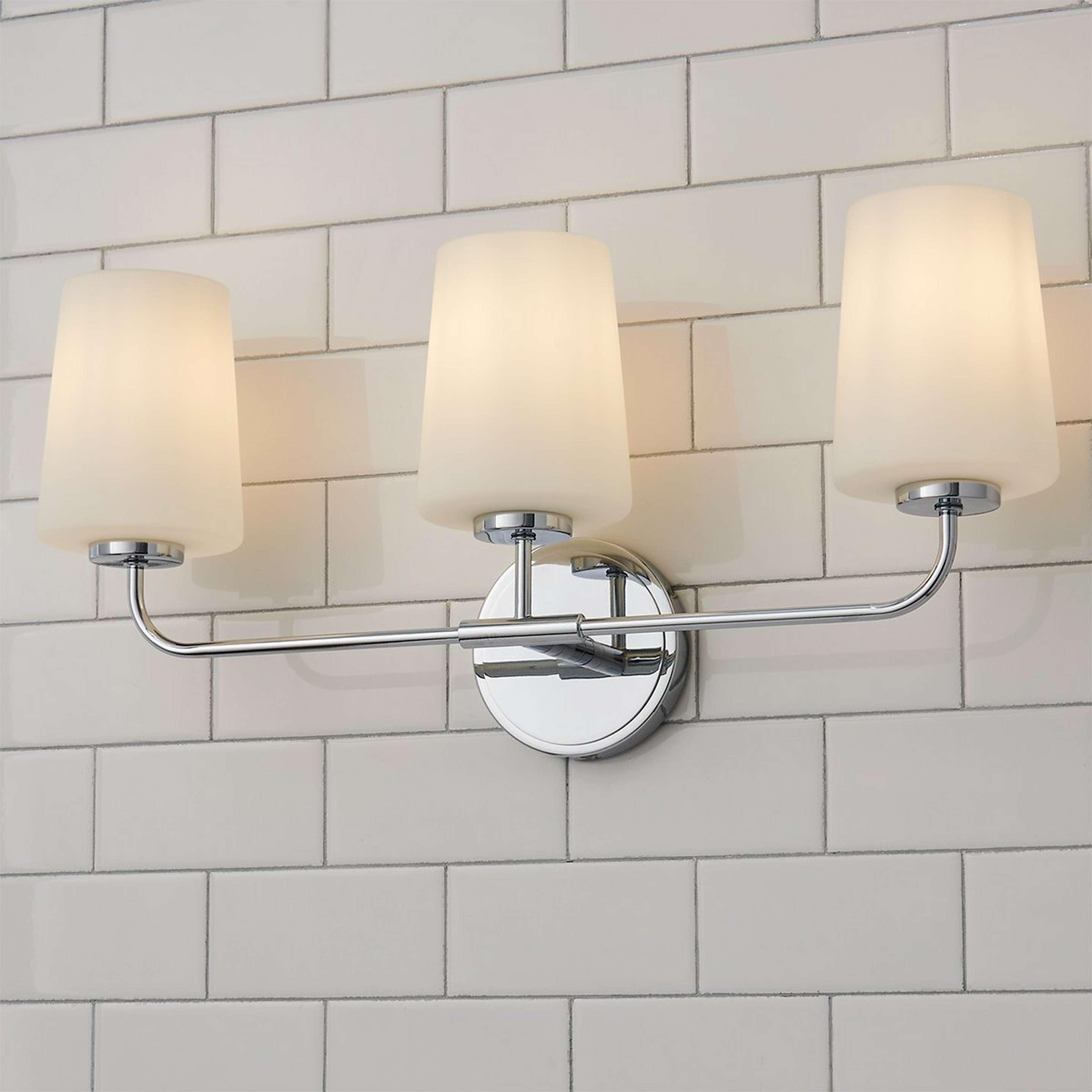 A Jeida Opal Glass Vanity Light - 3 Light with Chrome / Opal Glass color