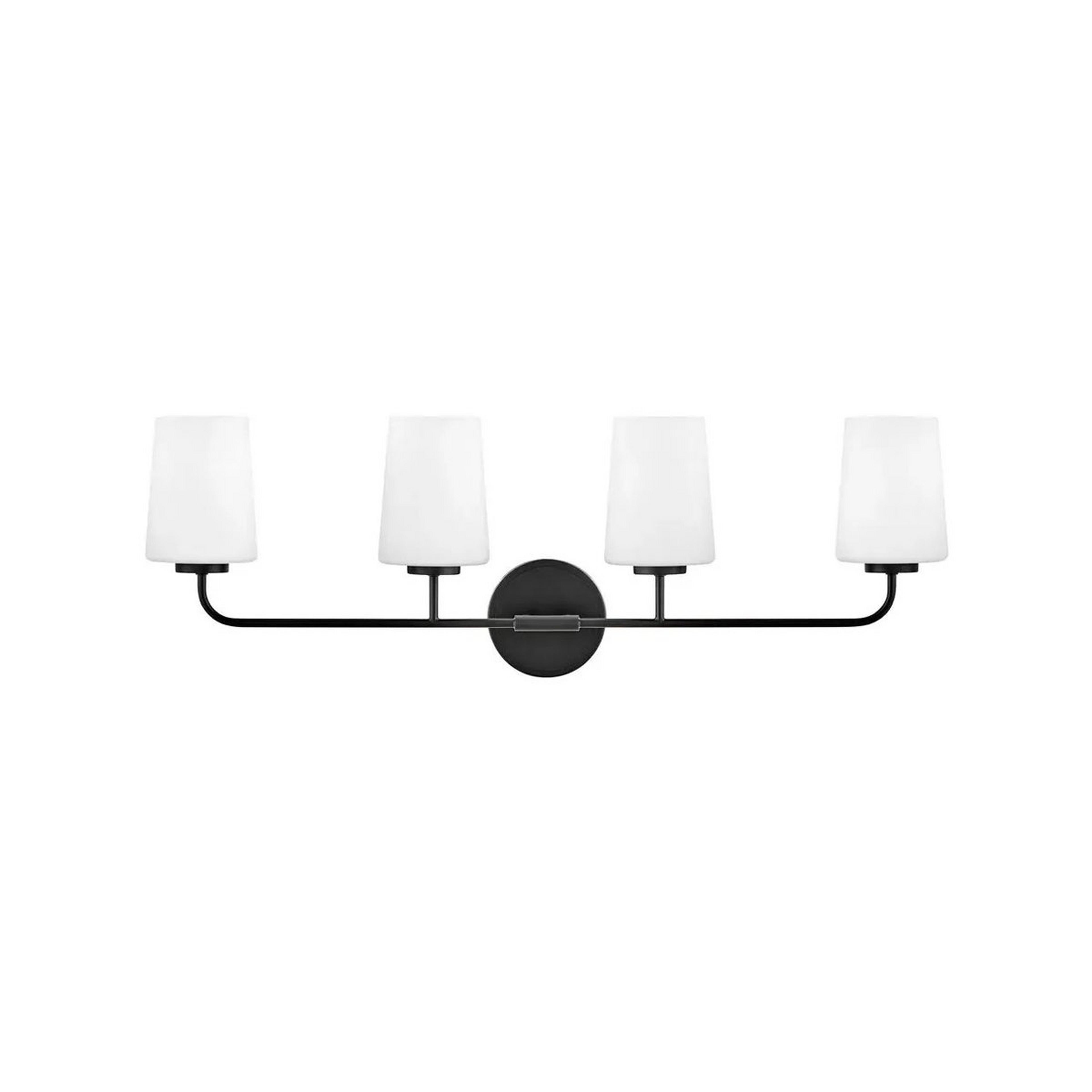A Jeida Opal Glass Vanity Light - 4 Light with Black / Opal Glass  color
