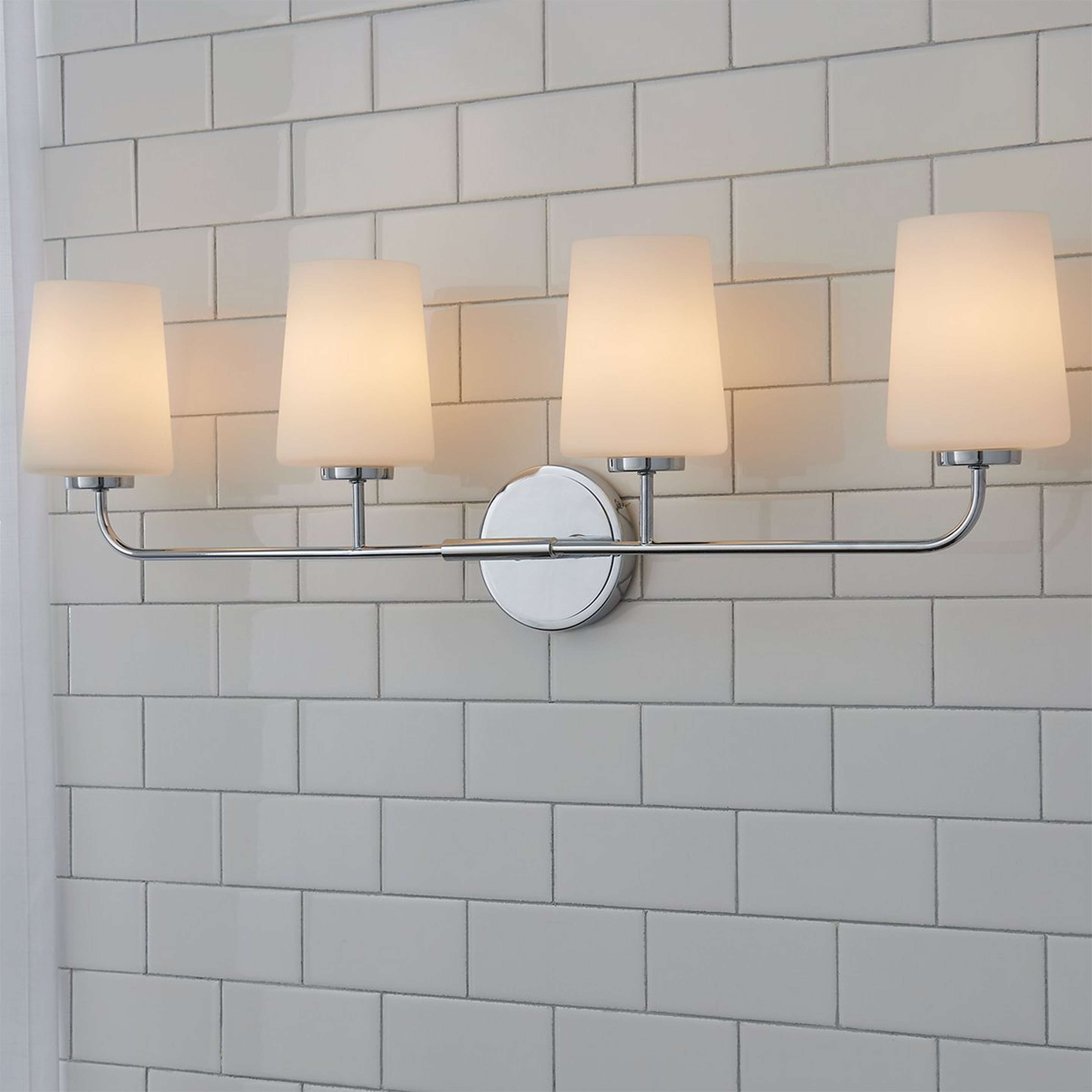 A Jeida Opal Glass Vanity Light - 4 Light with Chrome / Opal Glass color