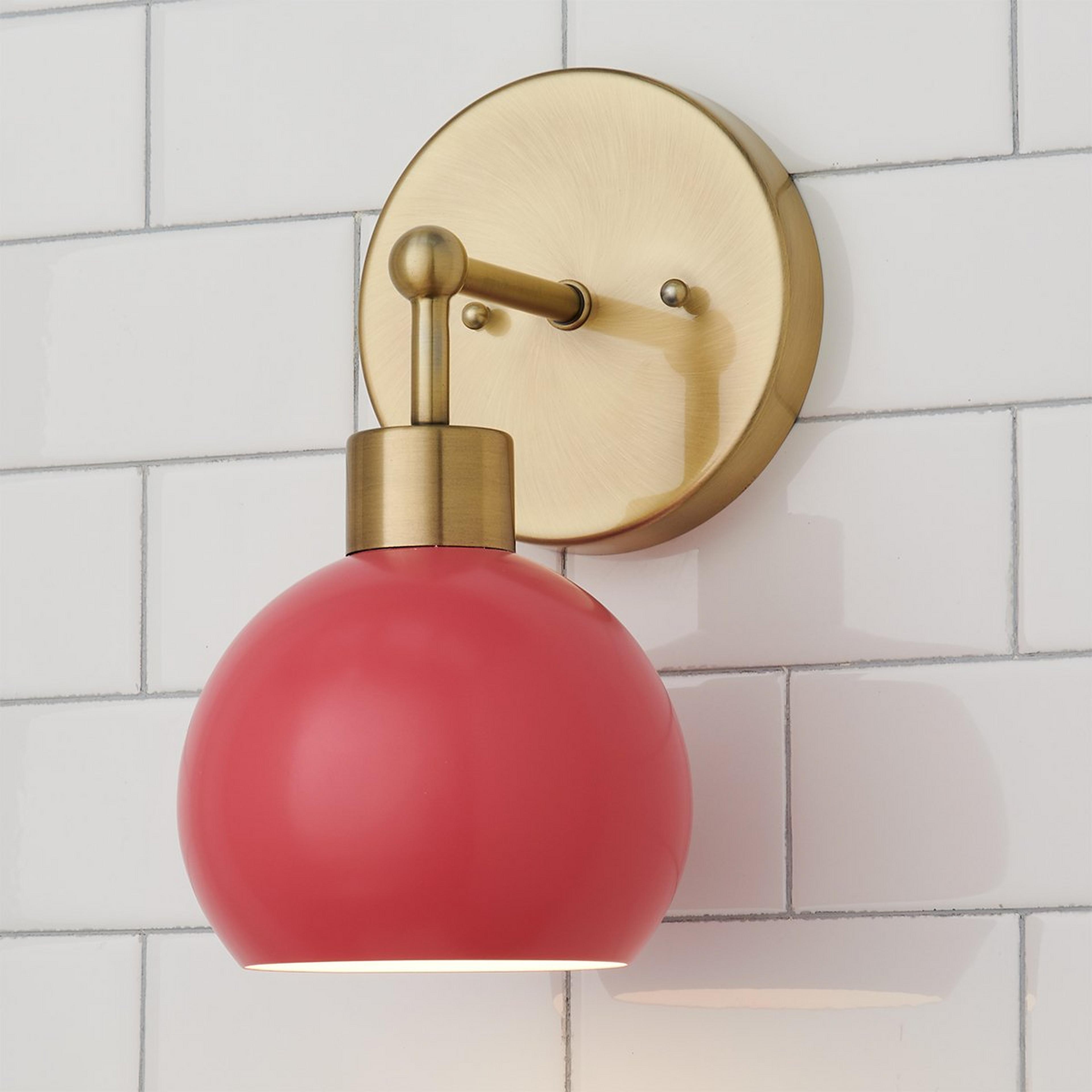 A Young House Love Bubble Pop Sconce with Brass / Hot Pink color
