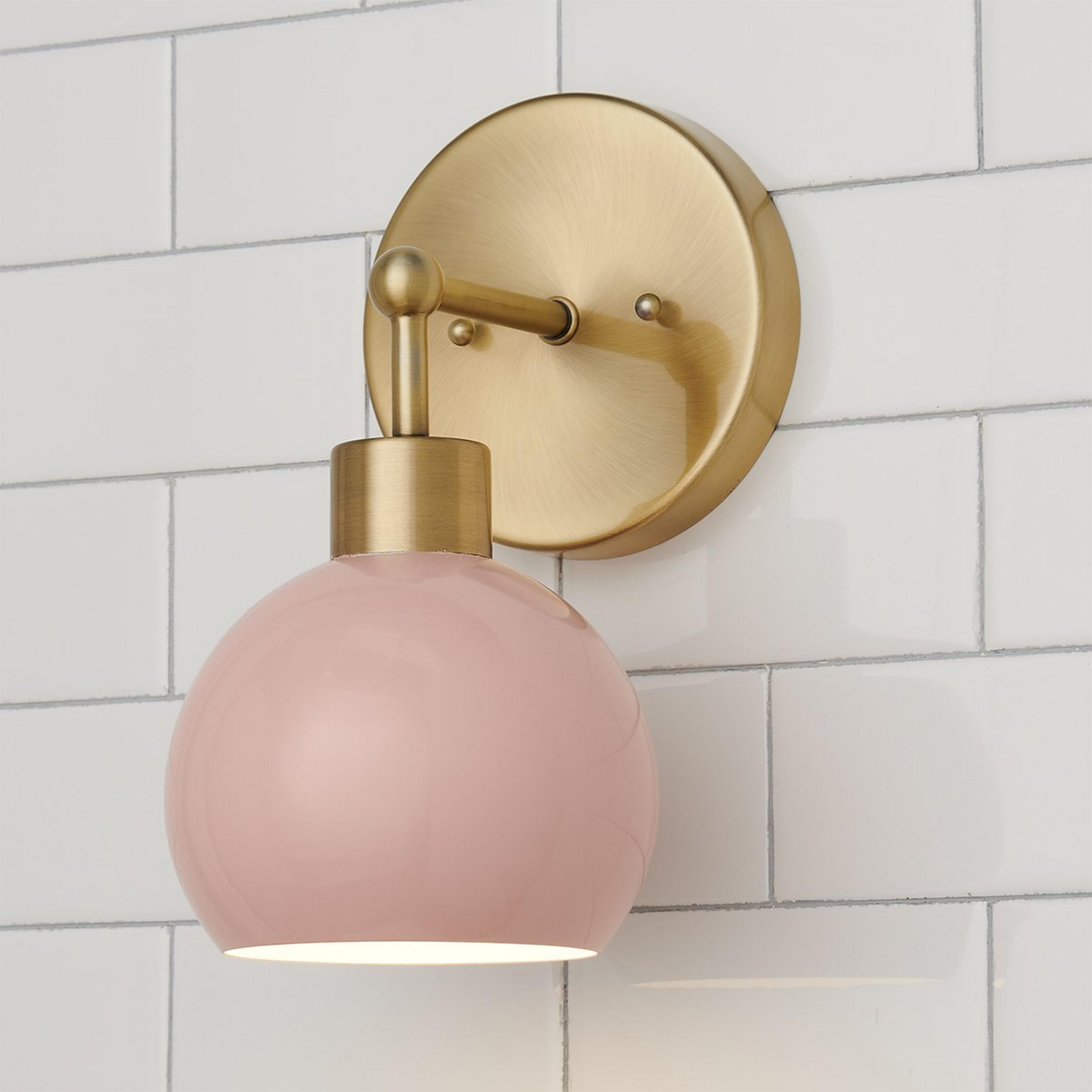 A Young House Love Bubble Pop Sconce with Brass / Light Pink color