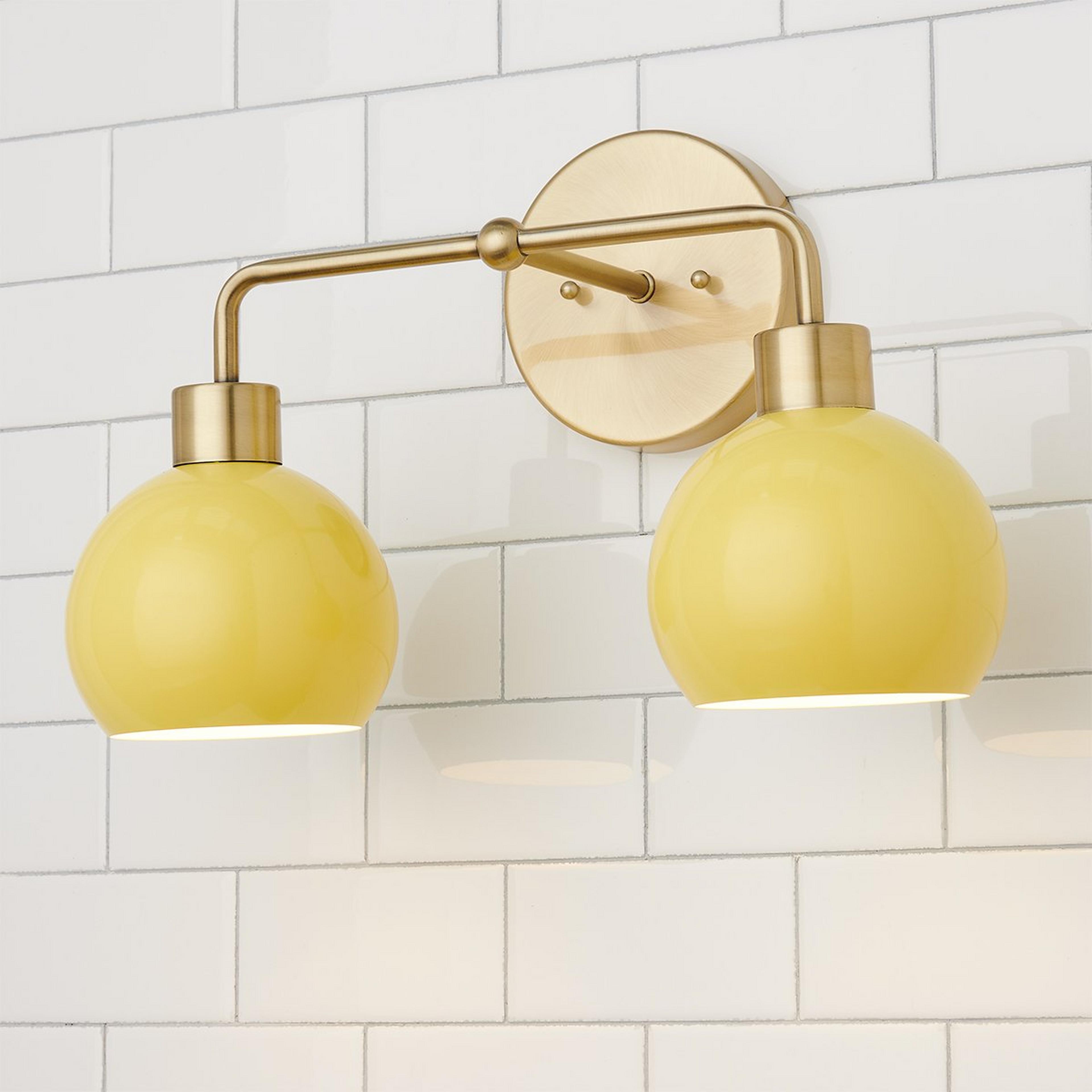 A Young House Love Bubble Pop Vanity Light - 2 Light with Brass / Yellow color