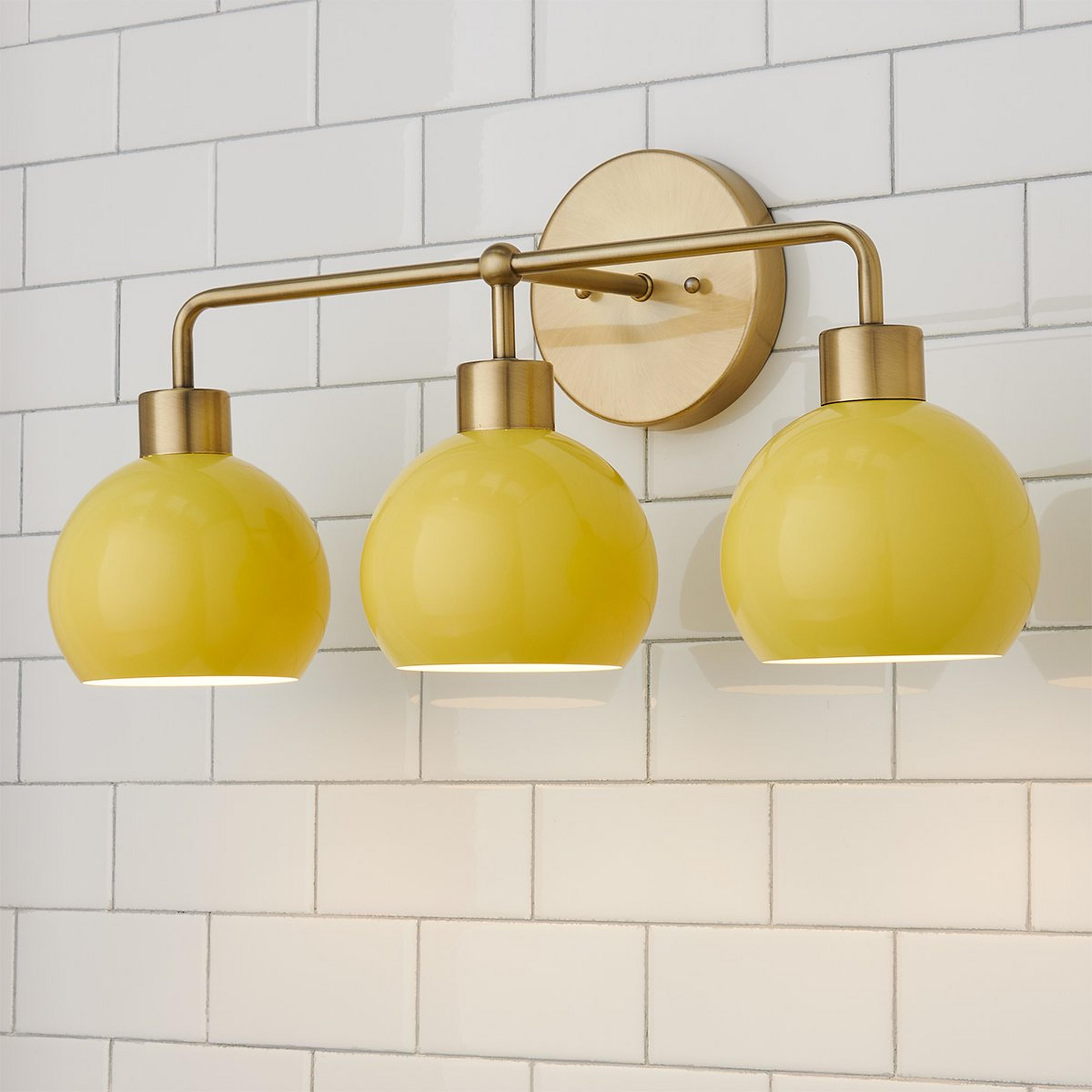 A Young House Love Bubble Pop Vanity Light - 3 Light with Brass / Yellow color