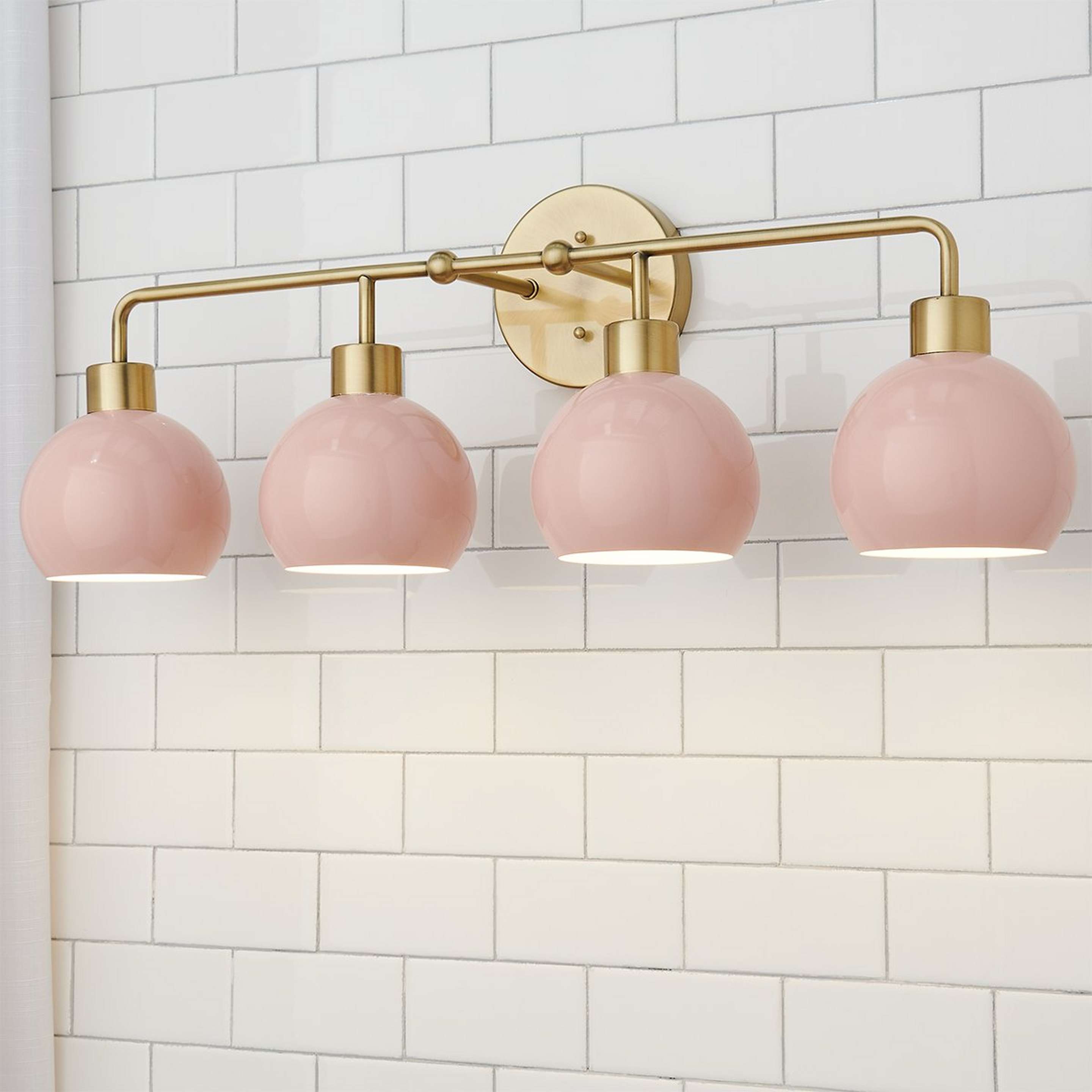 A Young House Love Bubble Pop Vanity Light - 4 Light with Brass / Light Pink color
