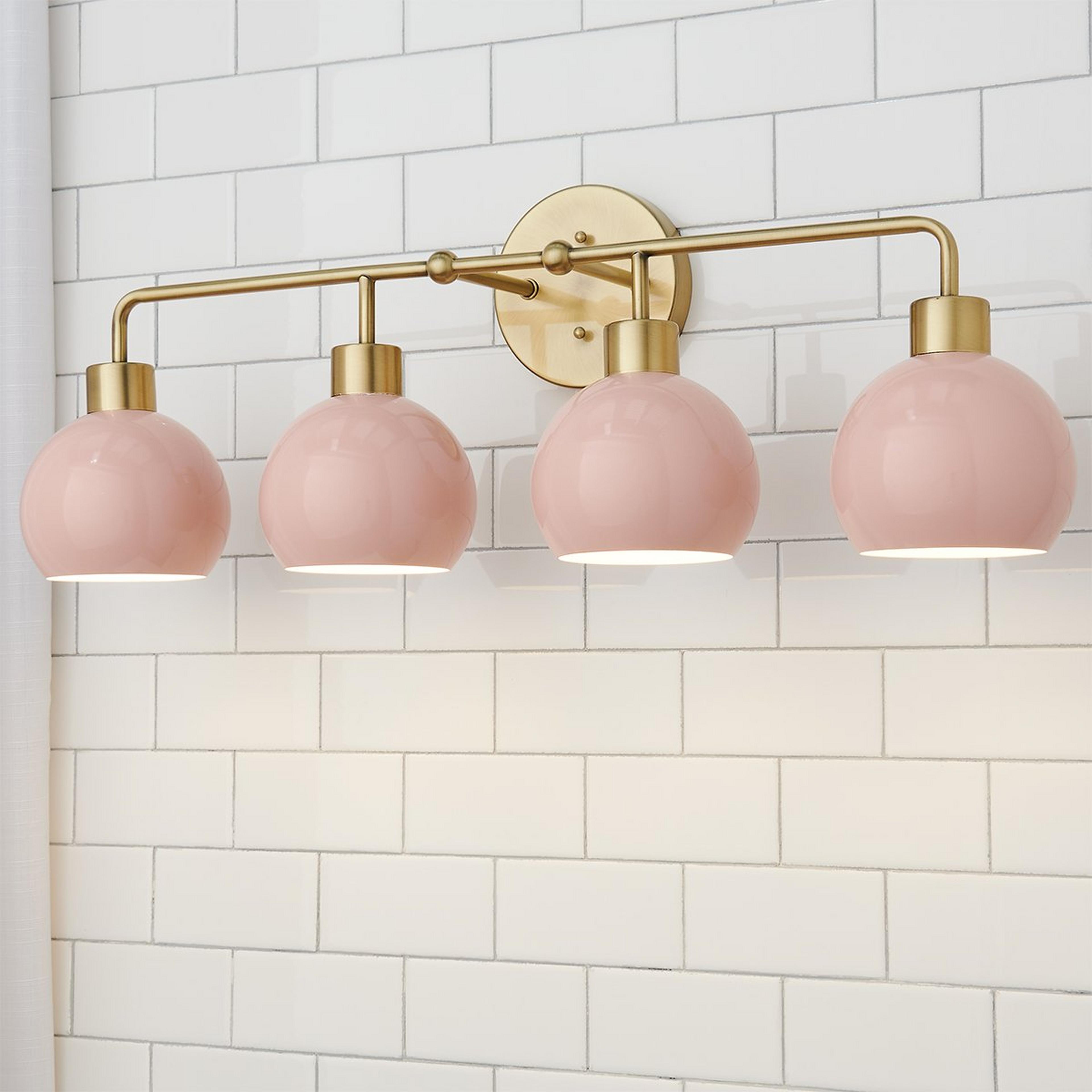 A Young House Love Bubble Pop Vanity Light - 4 Light with Brass / Light Pink color