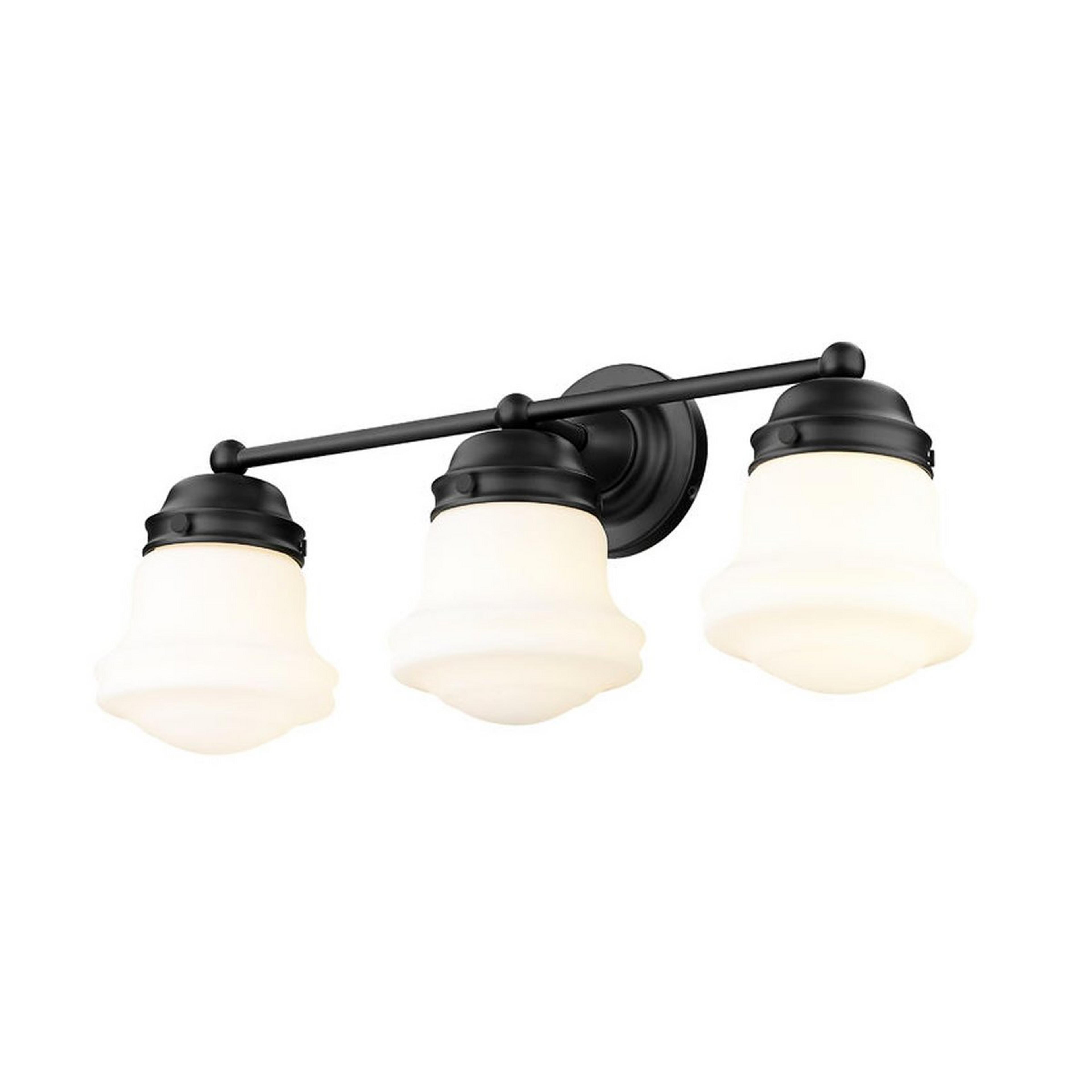 A Ethel School Haus Opal Glass Vanity Light - 3 Light with Matte Black / Opal Glass color