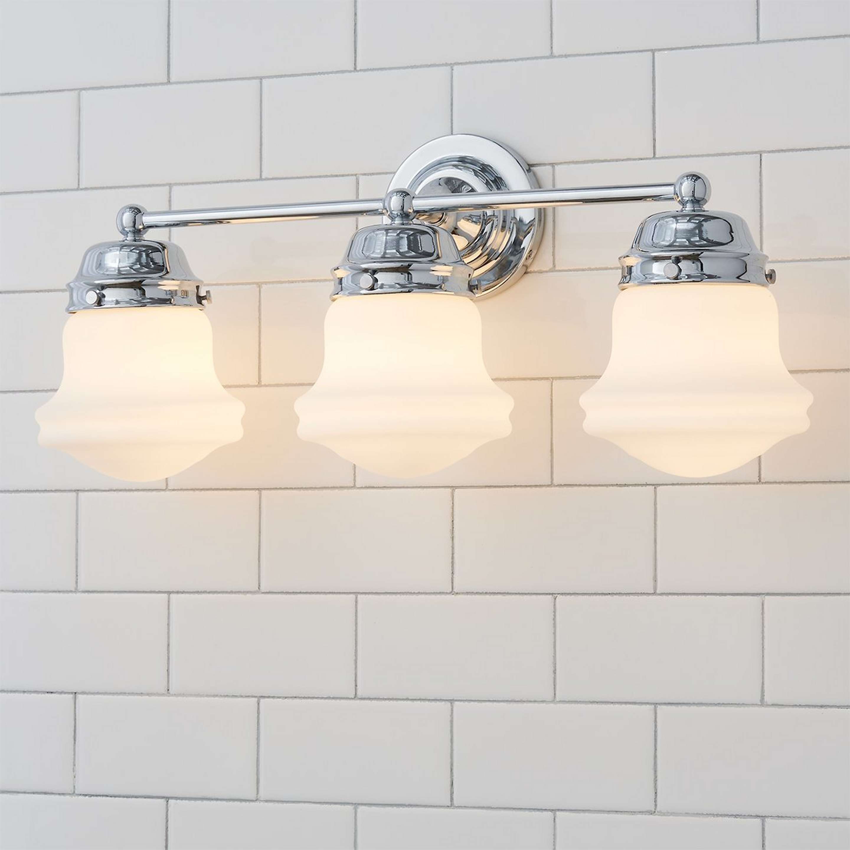 A Ethel School Haus Opal Glass Vanity Light - 3 Light with Chrome / Opal Glass color