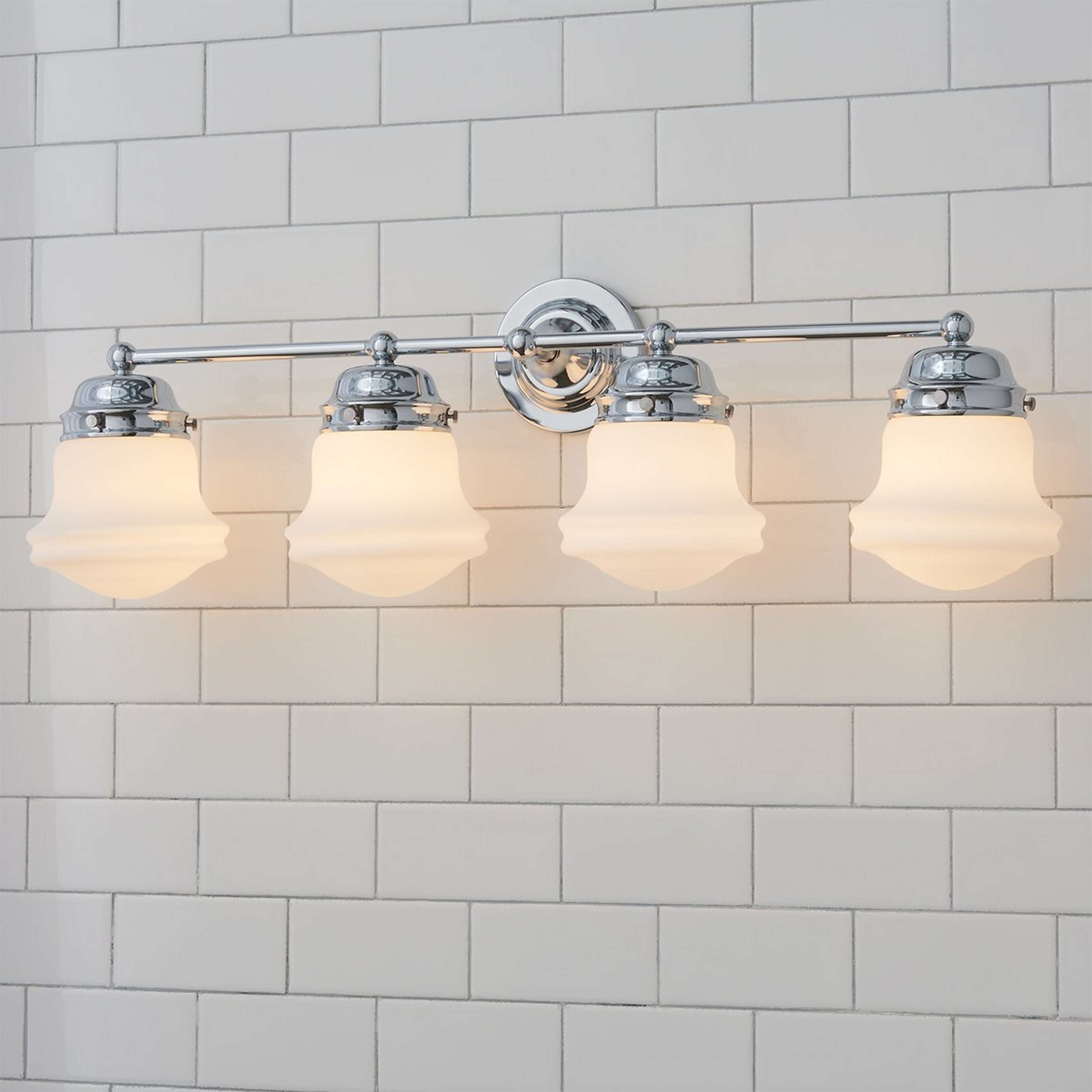 A Ethel School Haus Opal Glass Vanity Light - 4 Light with Chrome / Opal Glass color