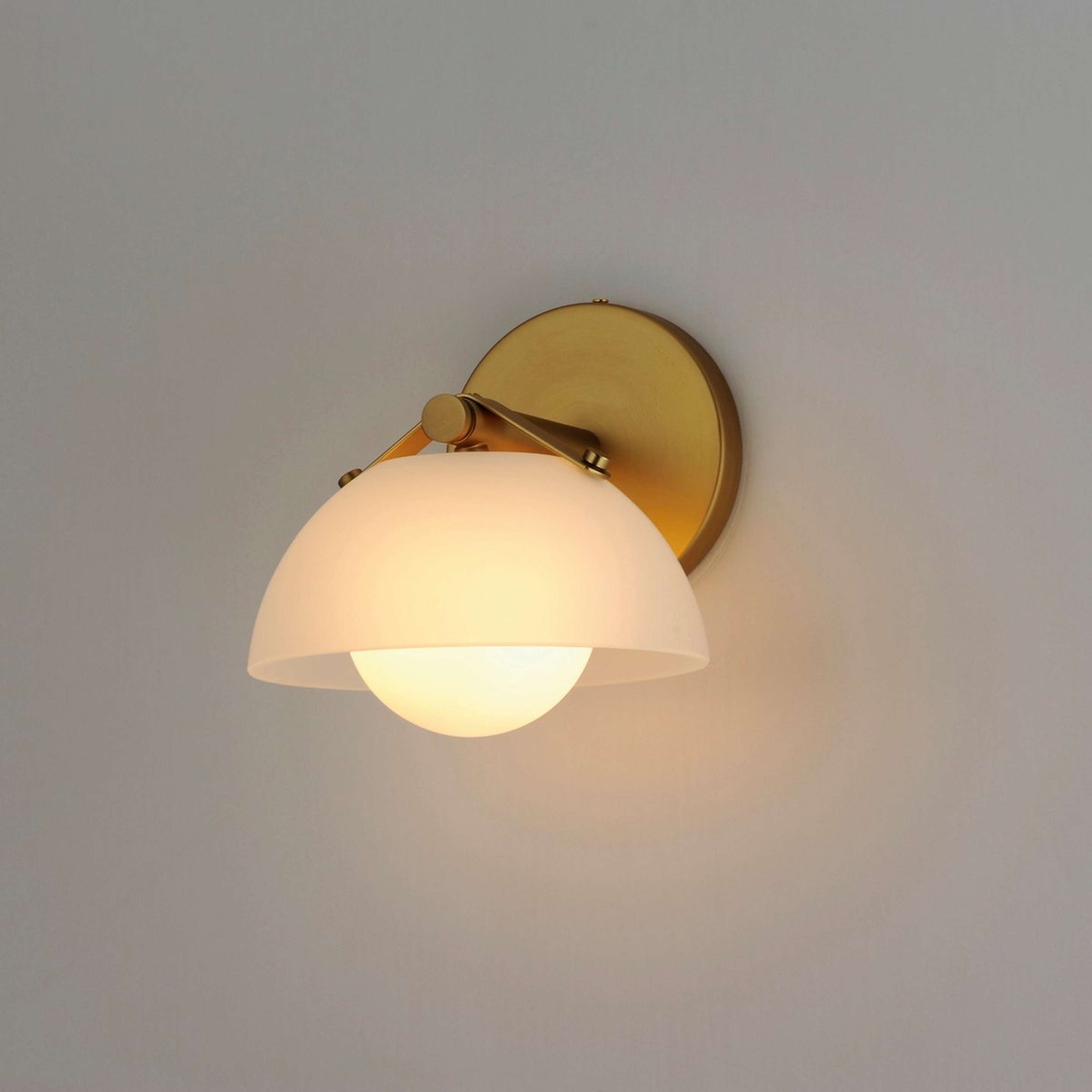 A Marjani Bath Sconce - Frosted with Aged Brass / Frosted Glass color