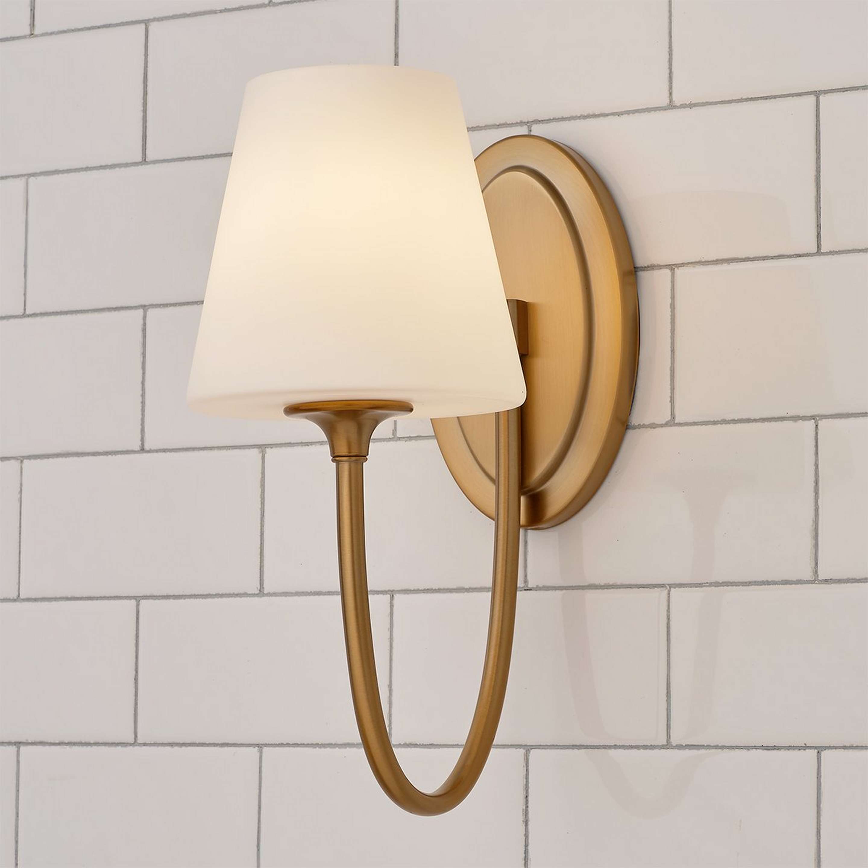 A Eleanor Bath Sconce - 1 Light with Gold / Frosted Glass color