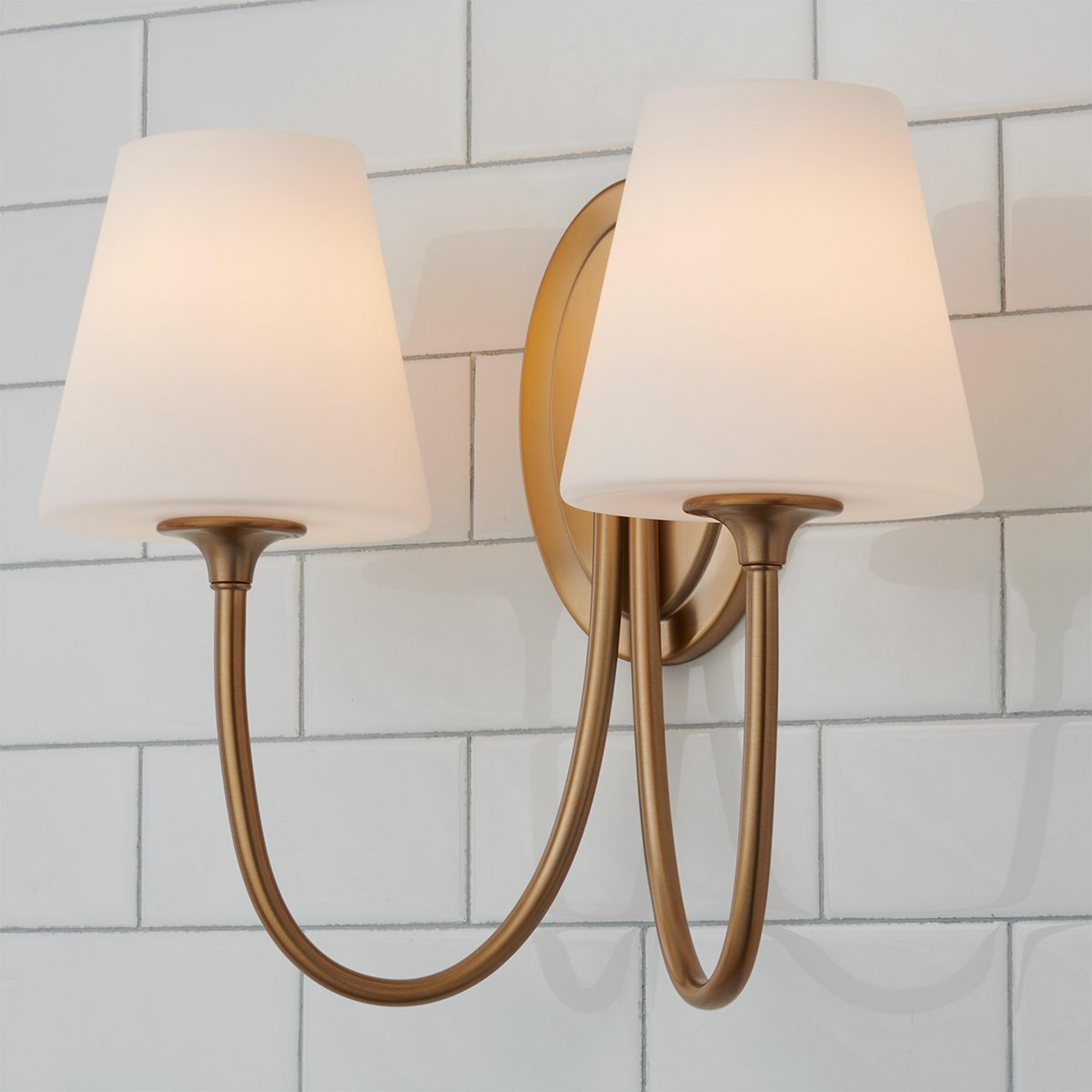 A Eleanor Bath Sconce - 2 Light with Gold / Frosted Glass  color