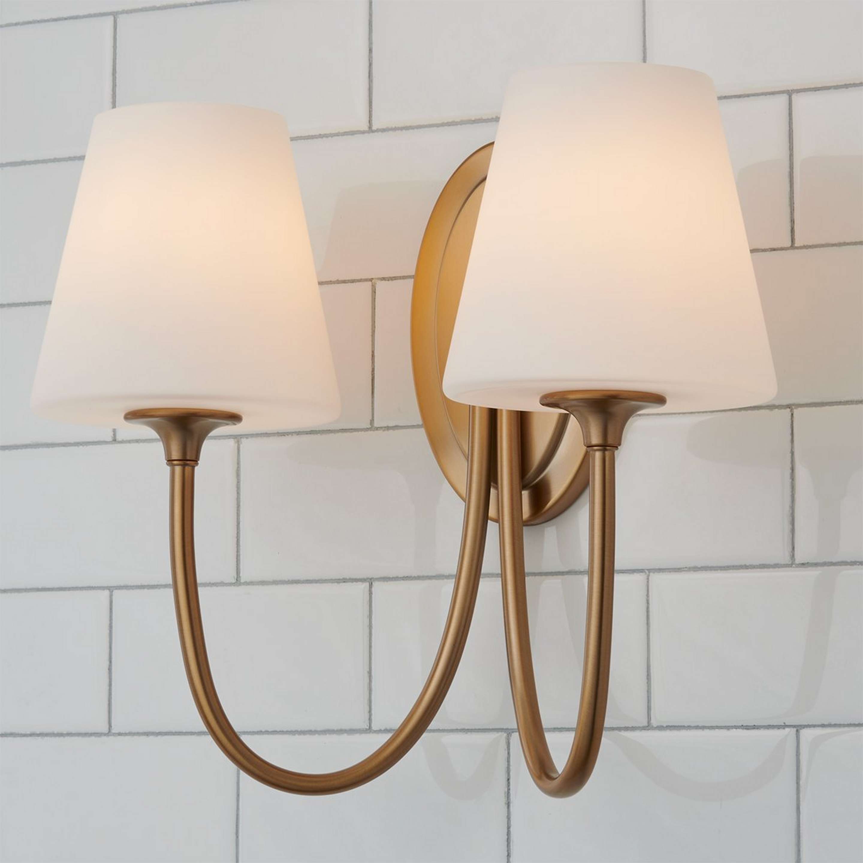 A Eleanor Bath Sconce - 2 Light with Gold / Frosted Glass color