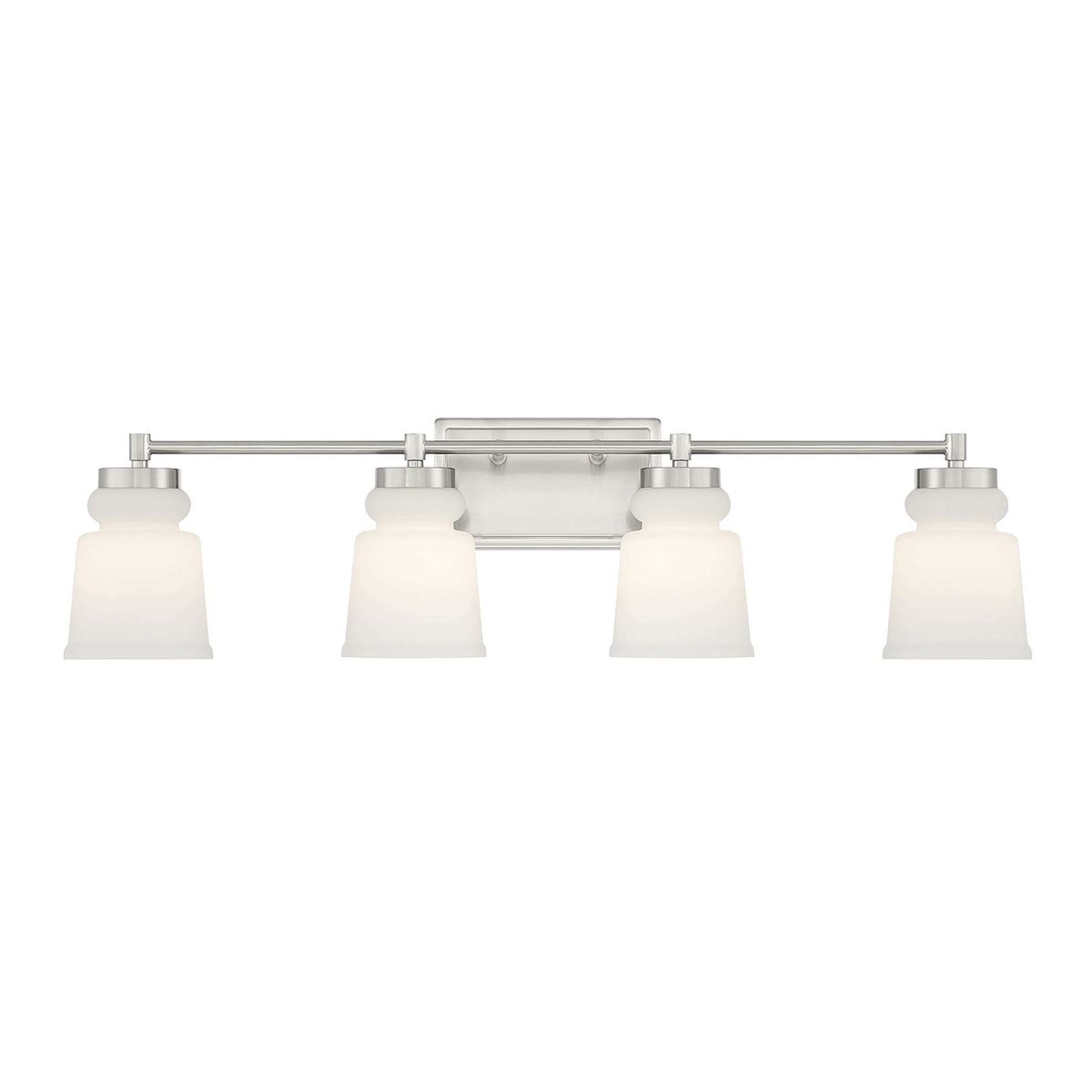 A Snowmelt Vanity Light - 4 Light with Brushed Nickel / Milk Glass color