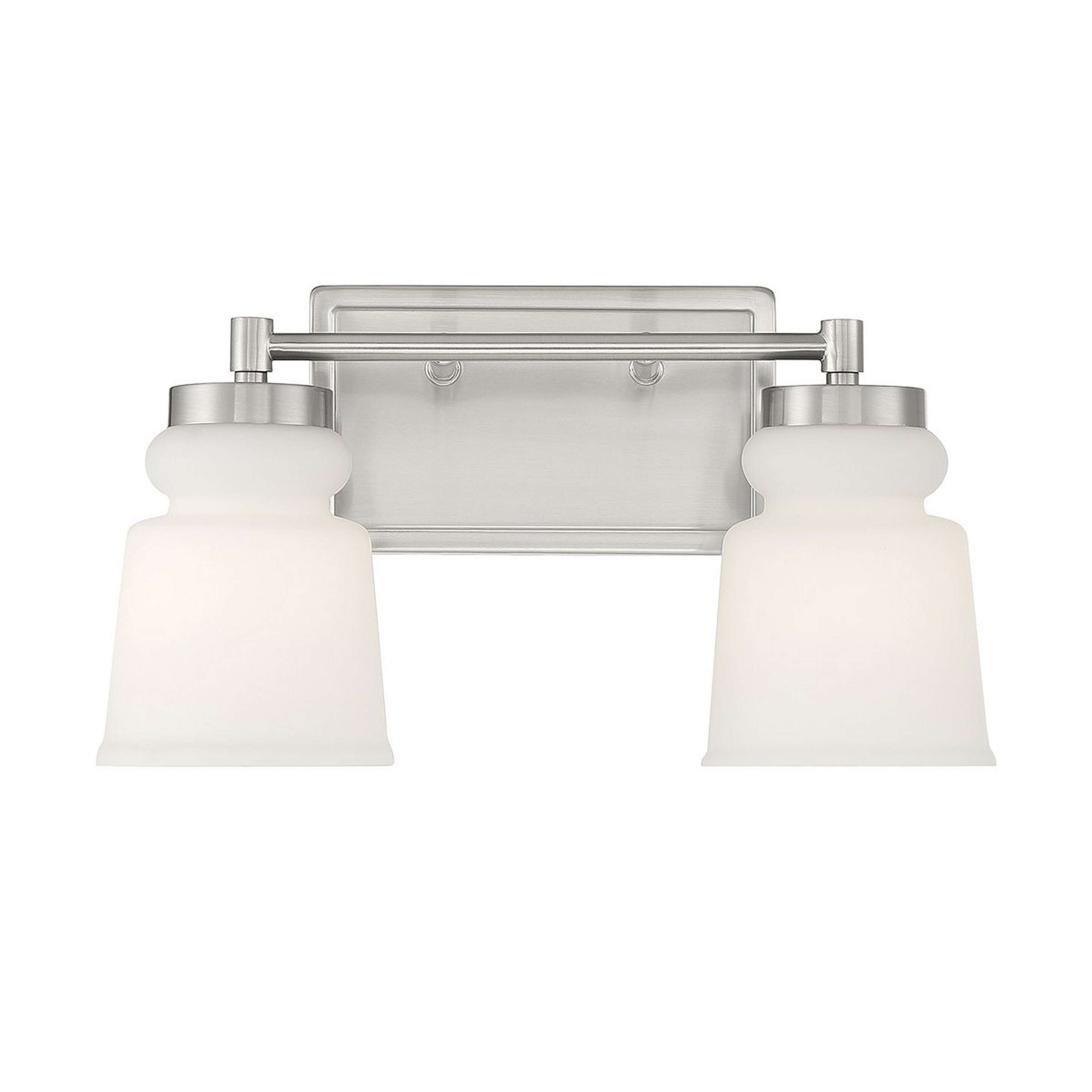 A Snowmelt Vanity Light - 2 Light with Brushed Nickel / Milk Glass color
