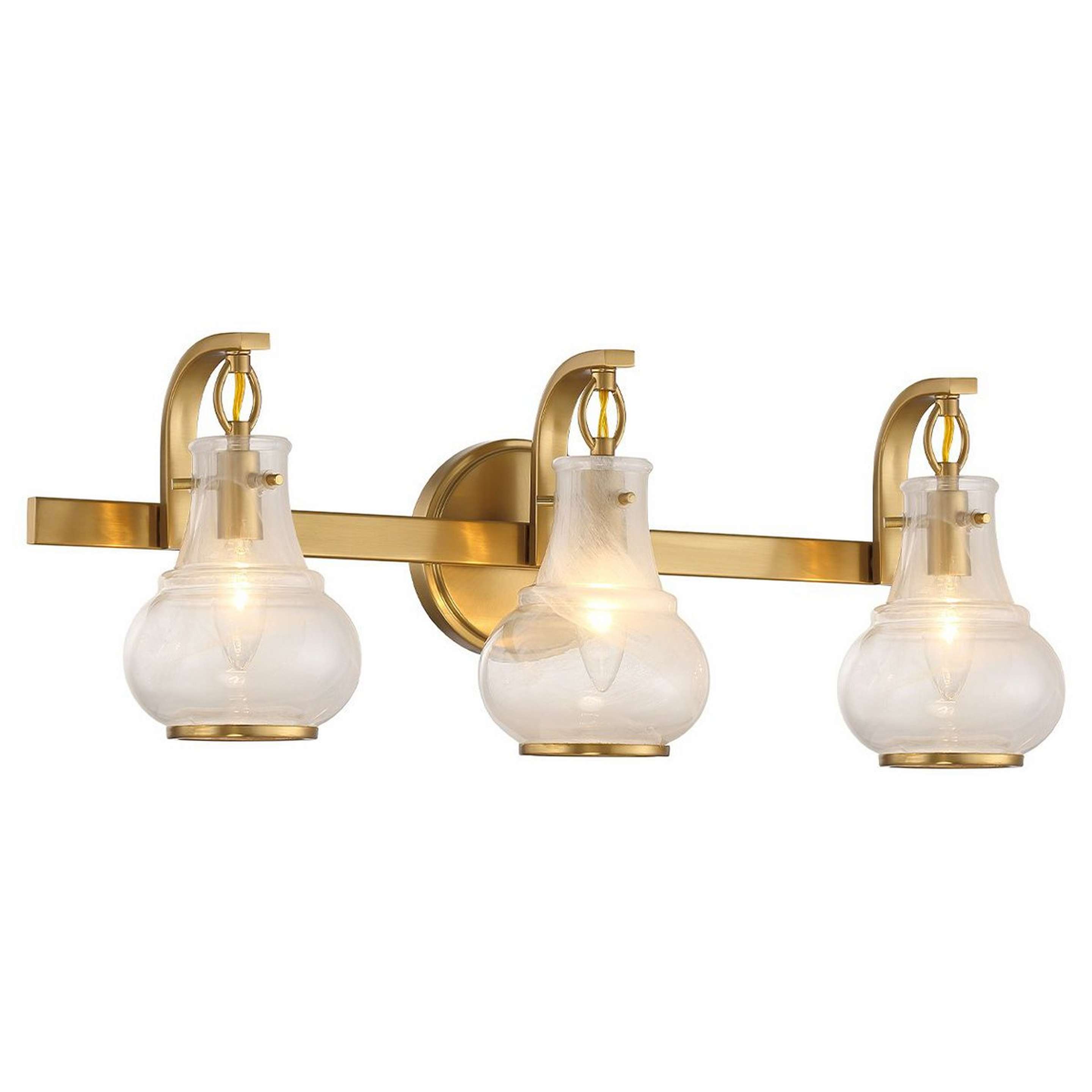 A Vivaldi Vanity Light - 3 Light with Brass / Textured Glass color