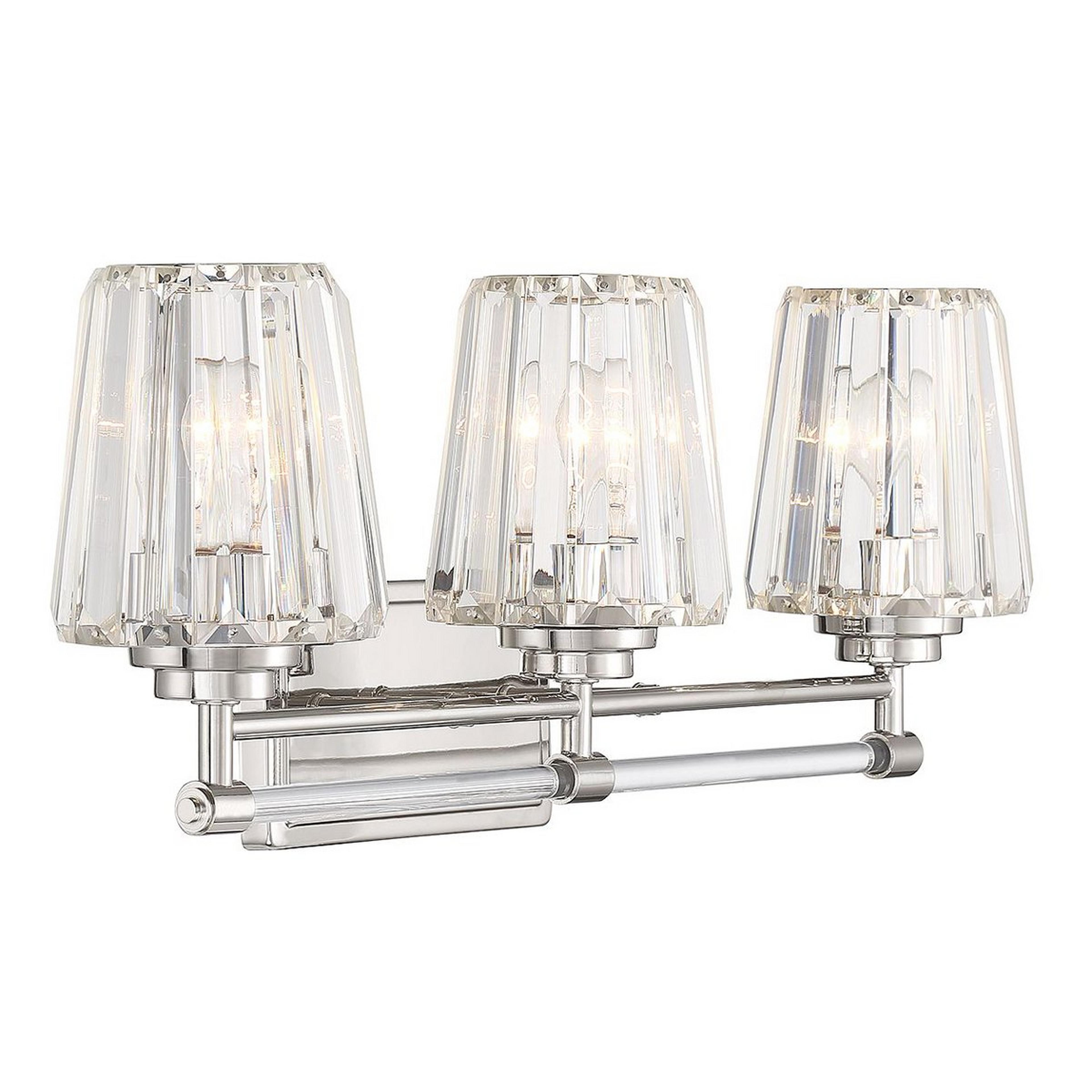 A Gladys Vanity Light - 3 Light with Polished Nickel / Clear Glass color