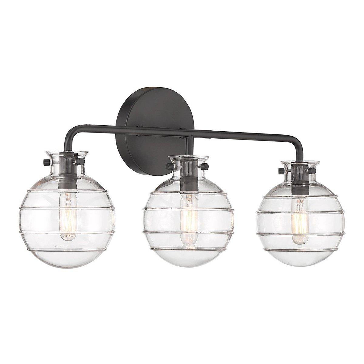 Striped sphere vanity light 3 light
