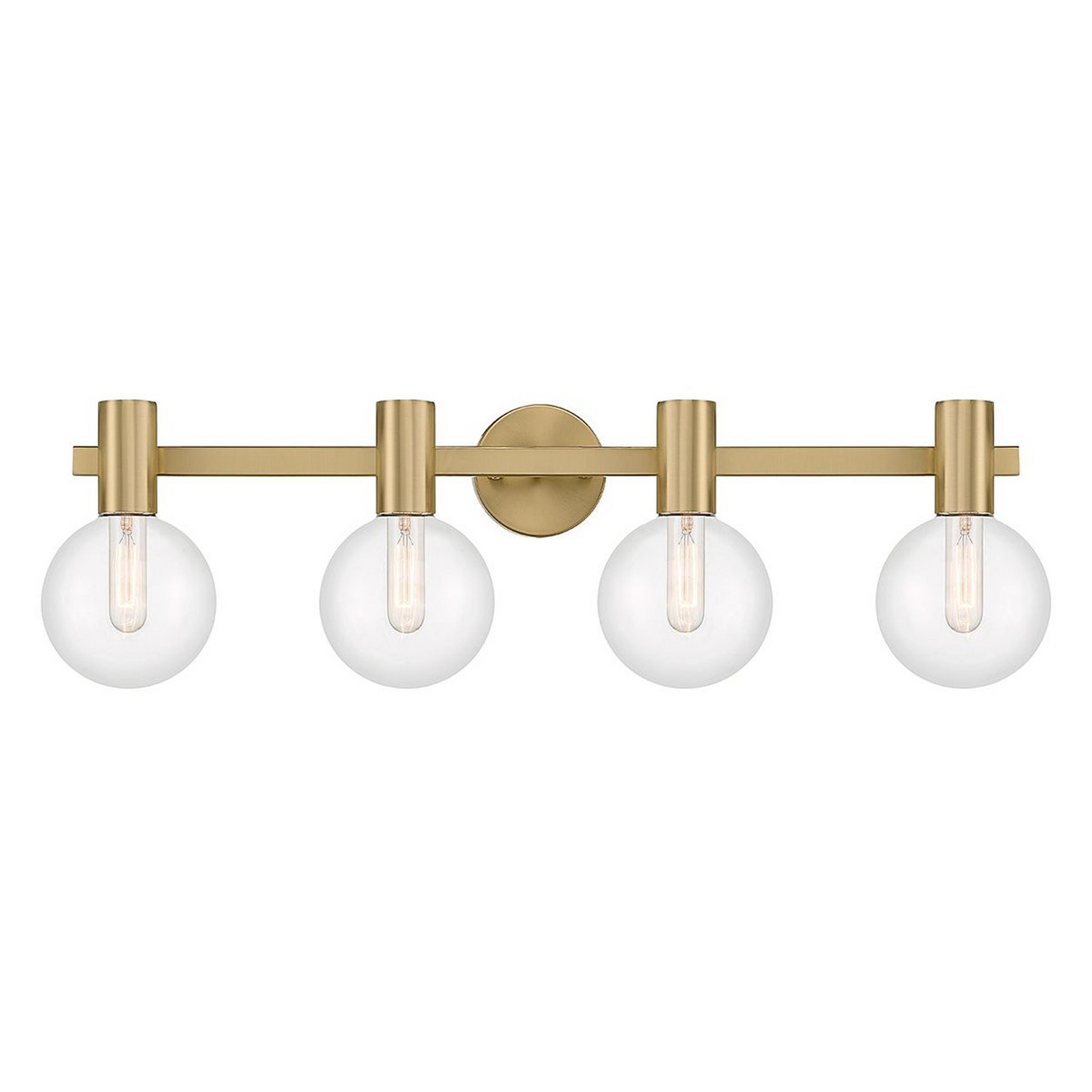 A Tatum Vanity Light - 4 Light with Brass / Clear Glass color